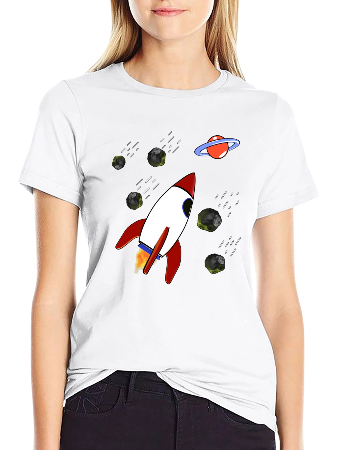 Rocket Space T-Shirt - Black Graphic Tee