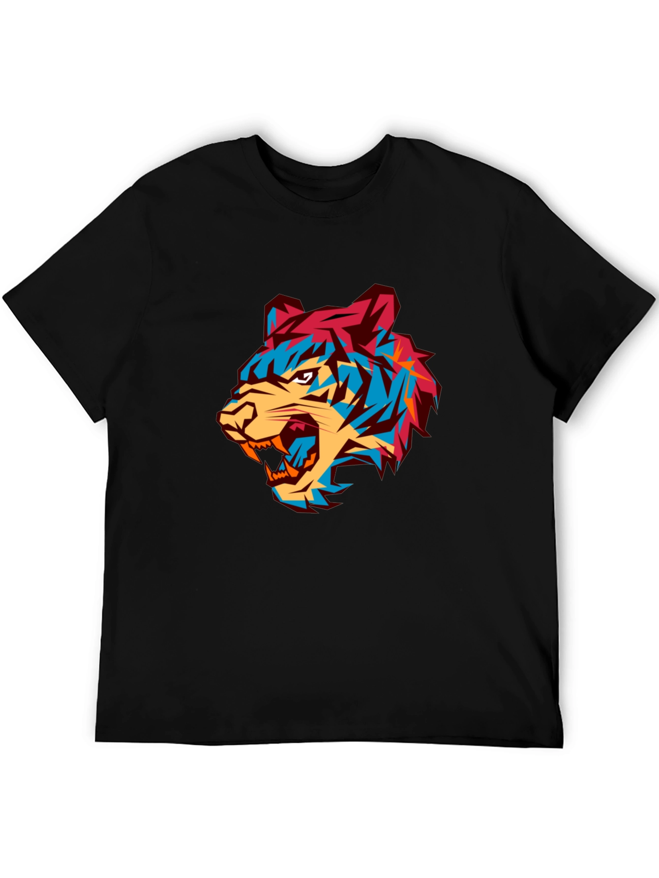 Bold Graphic Tiger Tee - Modern Mens Black T-Shirt