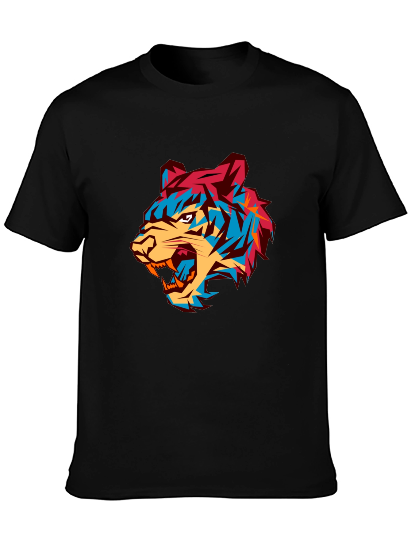 Bold Graphic Tiger Tee - Modern Mens Black T-Shirt