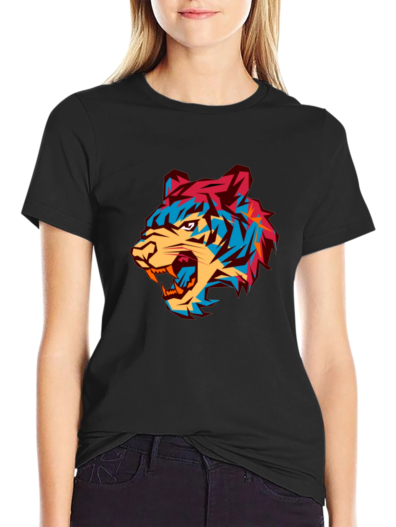 Bold Graphic Tiger Tee - Modern Mens Black T-Shirt