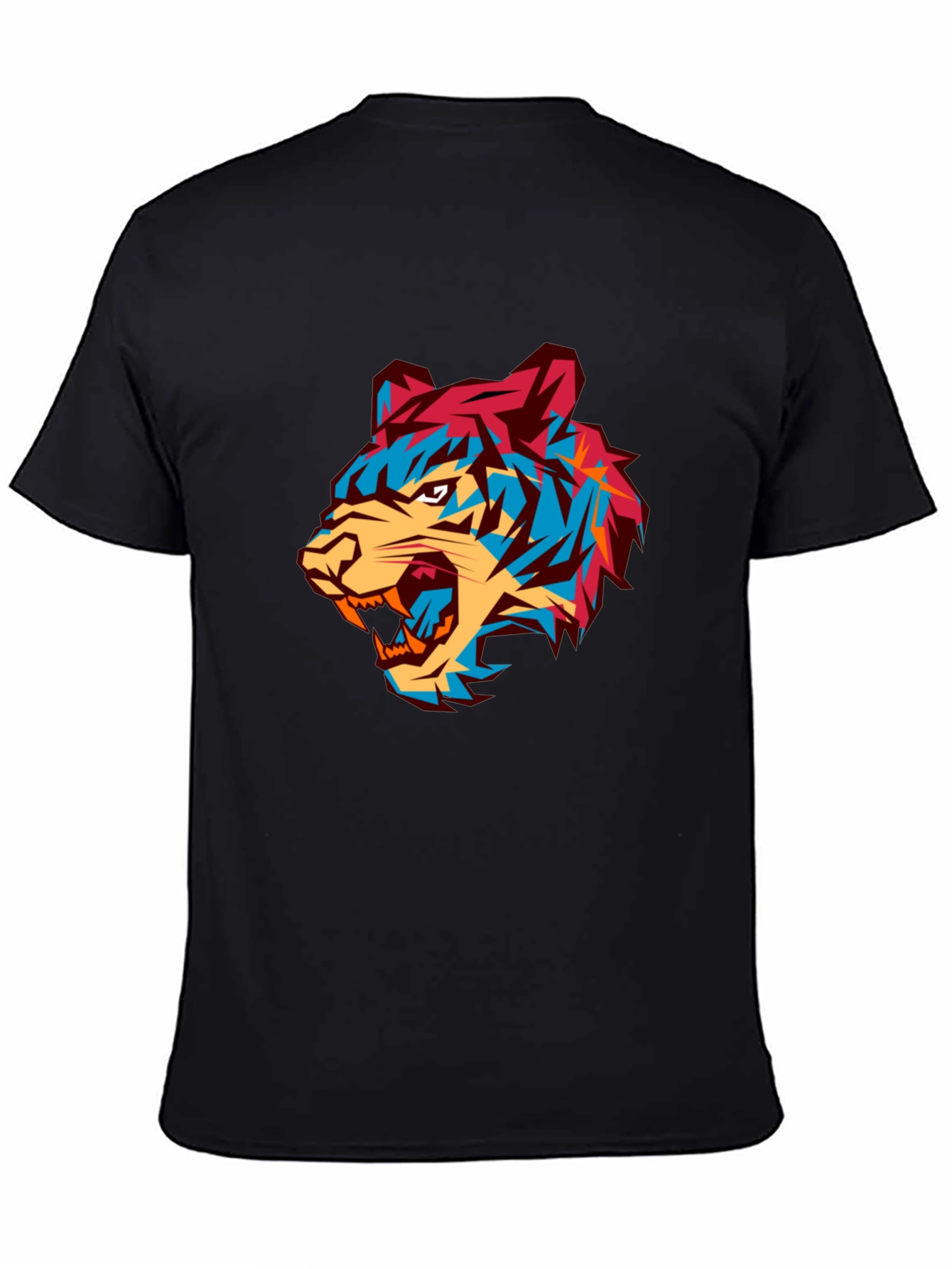 Bold Graphic Tiger Tee - Modern Mens Black T-Shirt