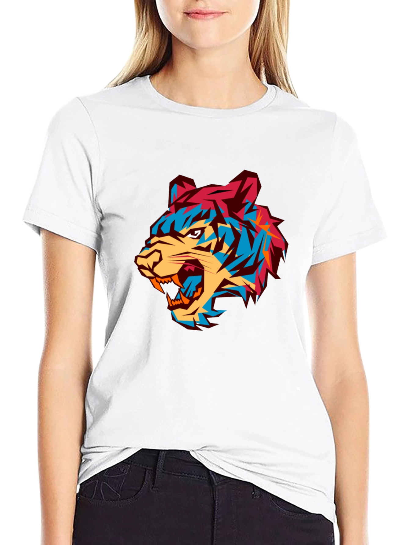 Bold Graphic Tiger Tee - Modern Mens Black T-Shirt