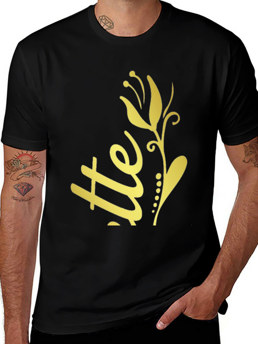 Floral He Graphic Black T-Shirt