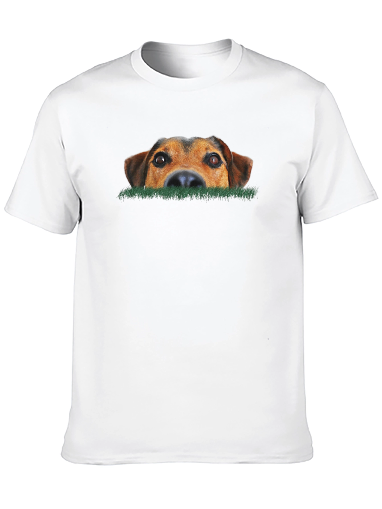 Dog Peeking Over Grass Graphic T-Shirt