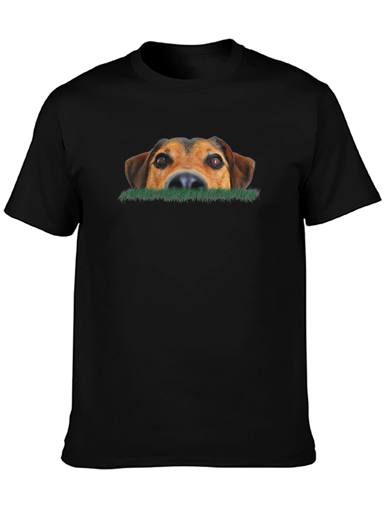 Dog Peeking Over Grass Graphic T-Shirt