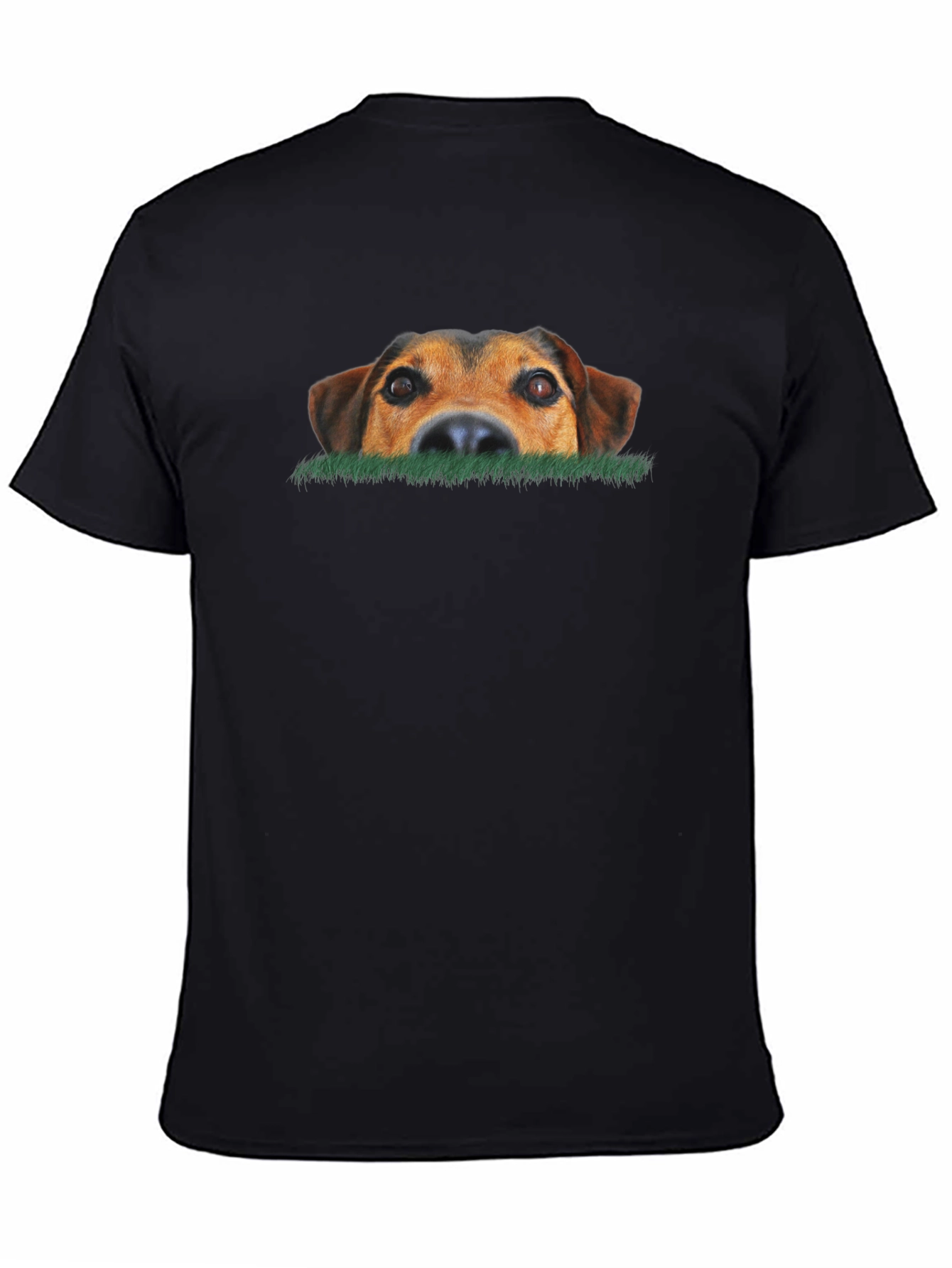 Dog Peeking Over Grass Graphic T-Shirt