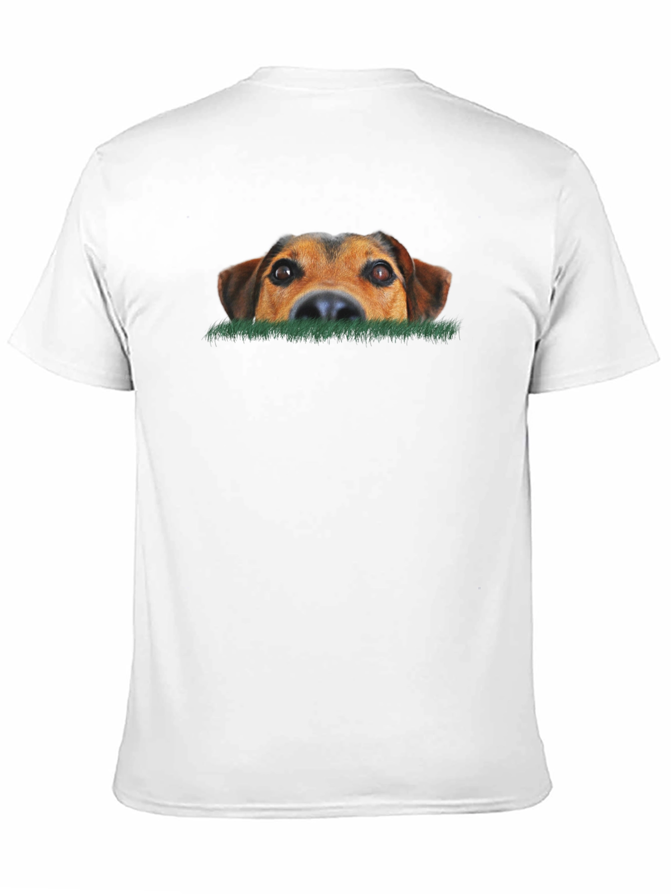 Dog Peeking Over Grass Graphic T-Shirt