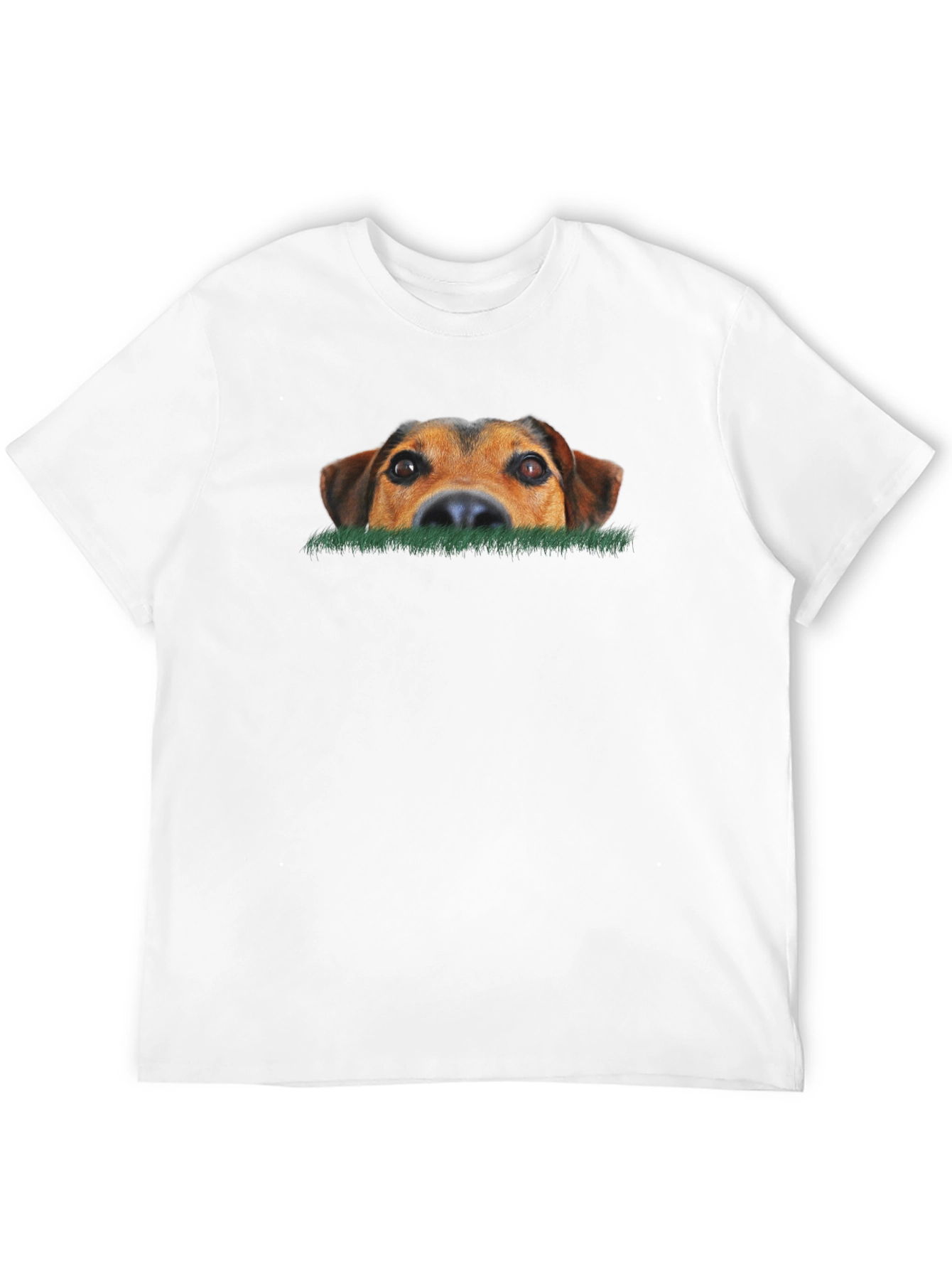 Dog Peeking Over Grass Graphic T-Shirt