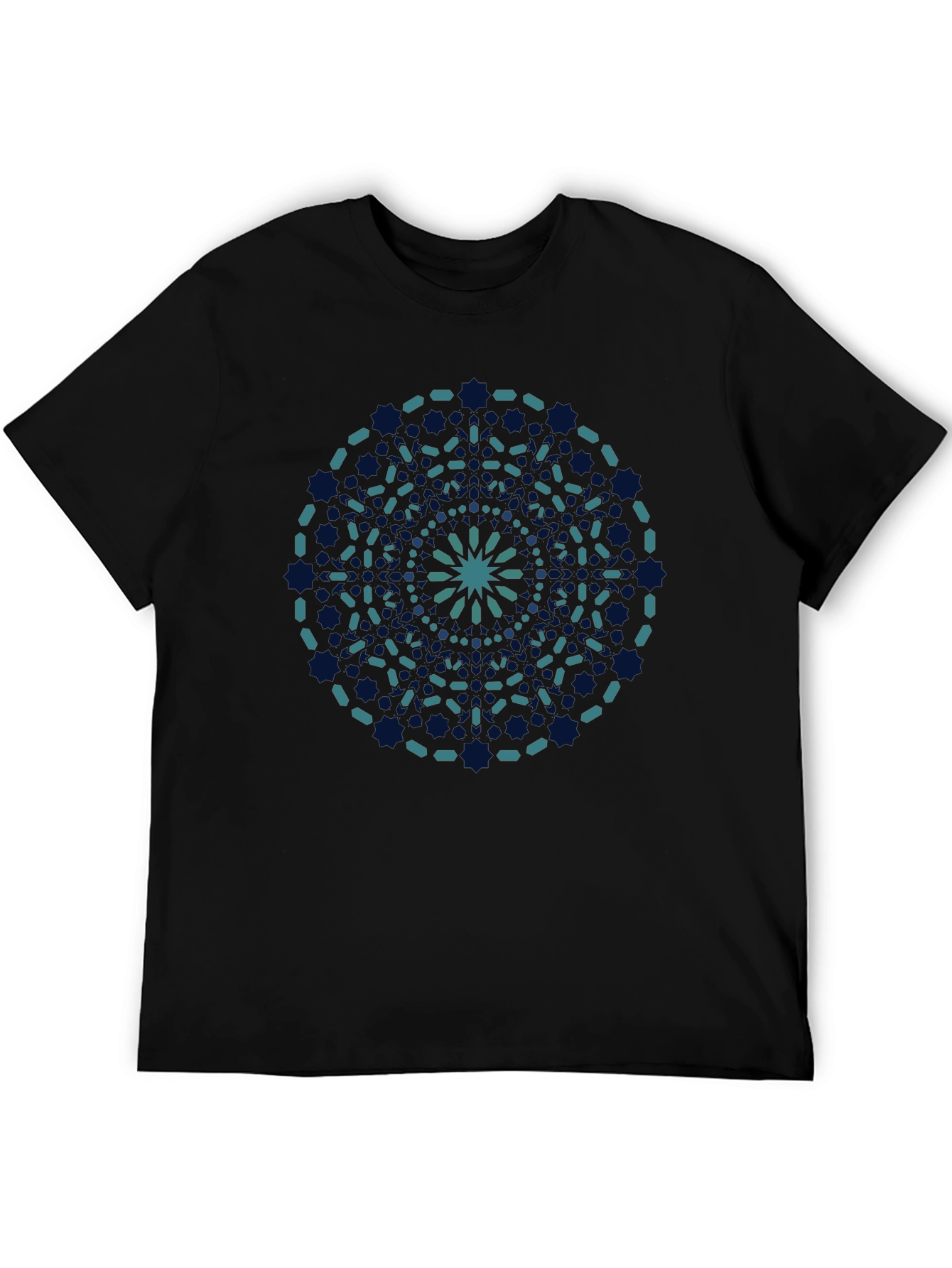 Geometric Mandala Print Black T-Shirt