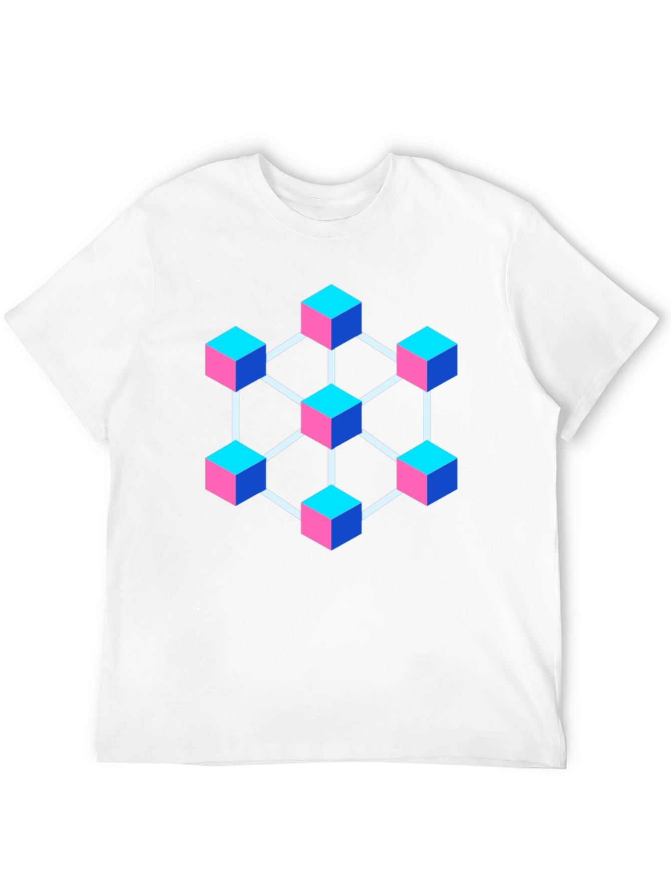 Abstract Cube Network Graphic T-Shirt - Black