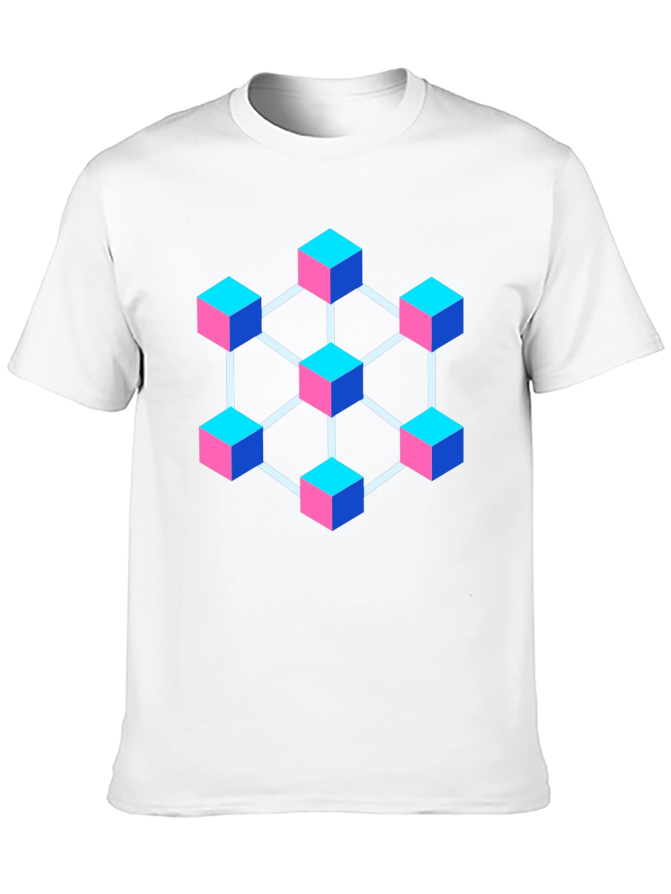 Abstract Cube Network Graphic T-Shirt - Black