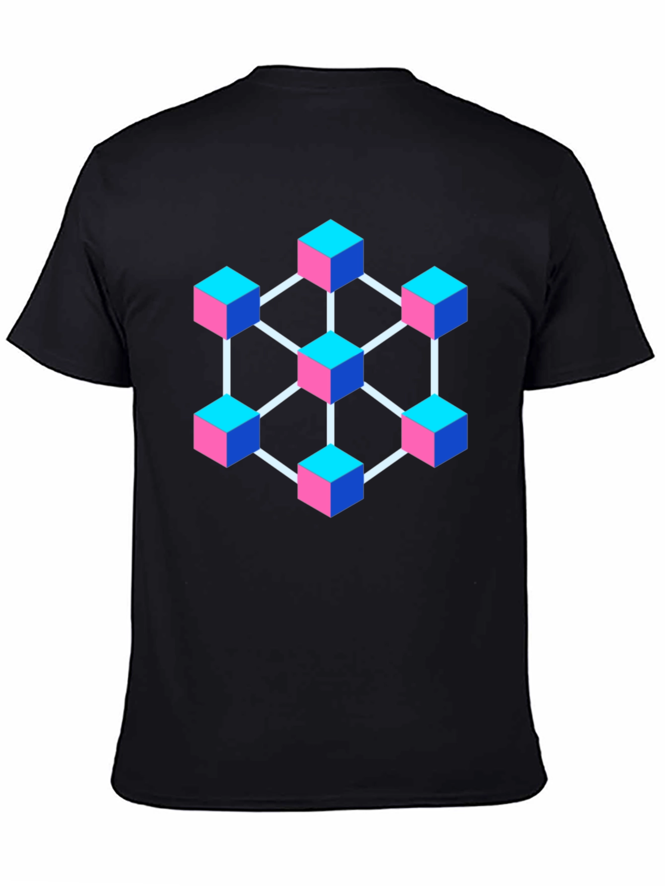 Abstract Cube Network Graphic T-Shirt - Black