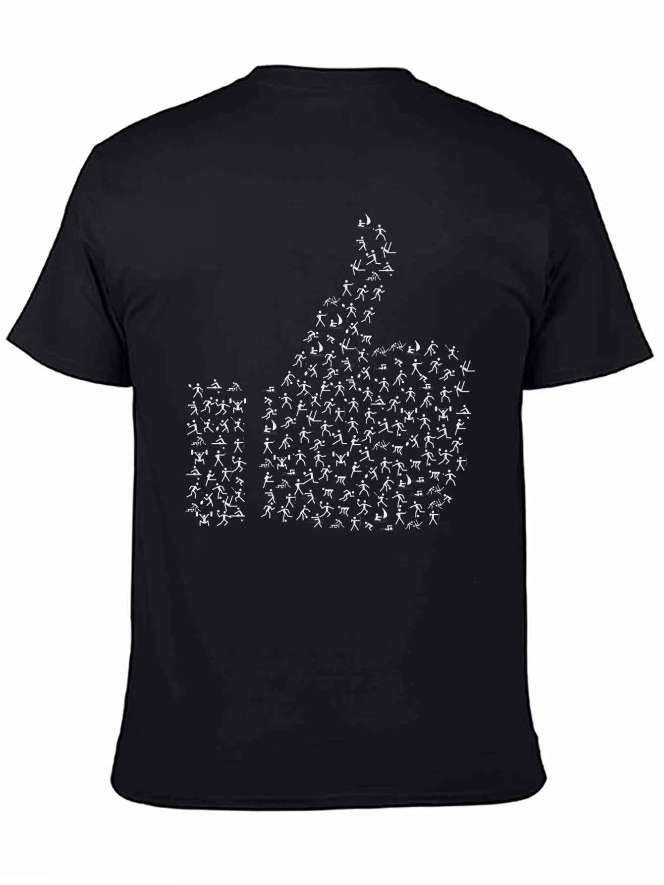Thumbs Up Figure Graphic Tee - Black