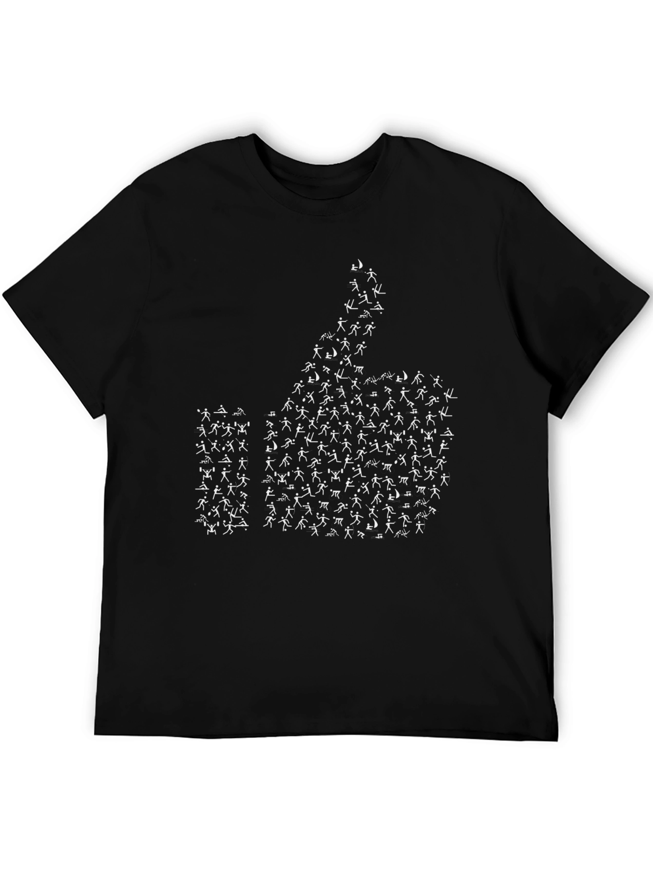Thumbs Up Figure Graphic Tee - Black
