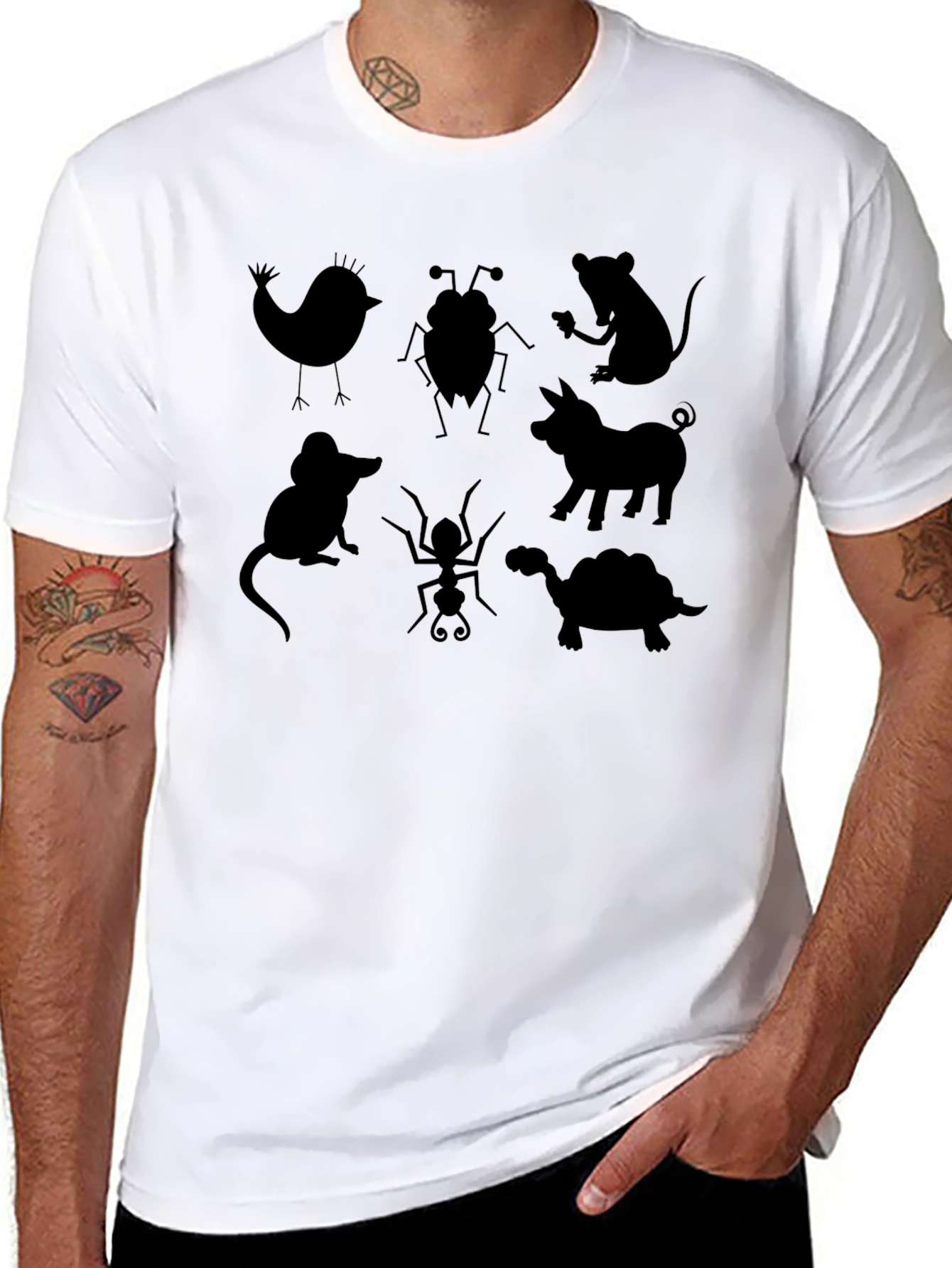 Animal Silhouettes Black T-Shirt