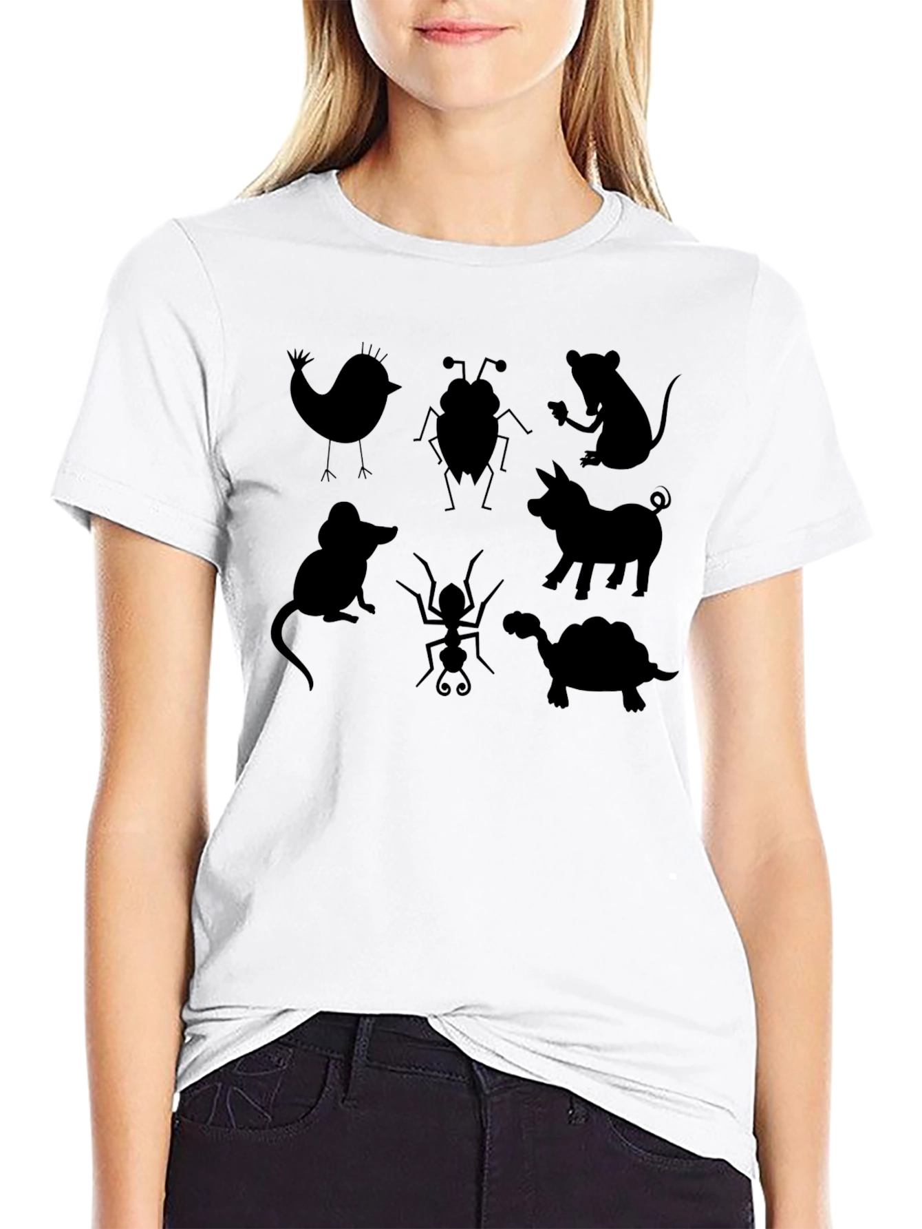 Animal Silhouettes Black T-Shirt