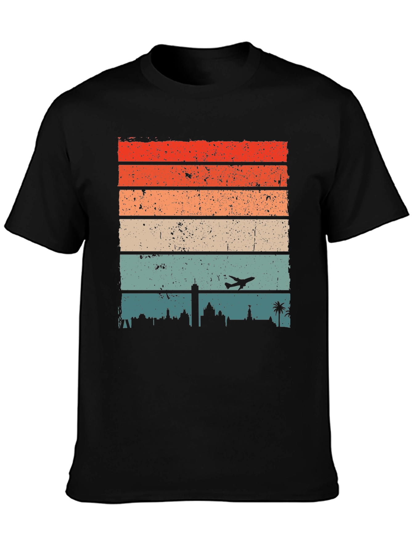Retro Cityscape Airplane T-Shirt