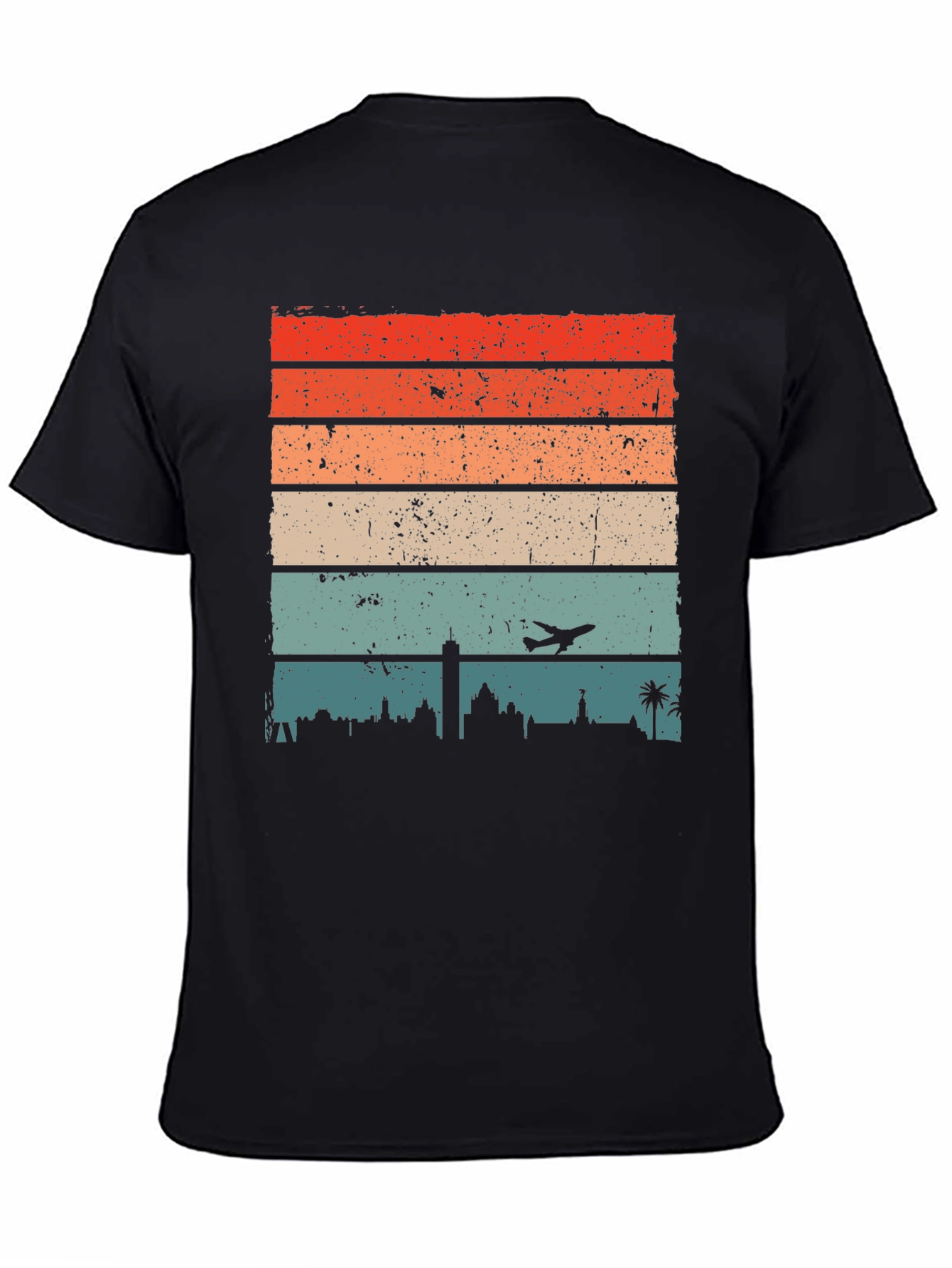 Retro Cityscape Airplane T-Shirt
