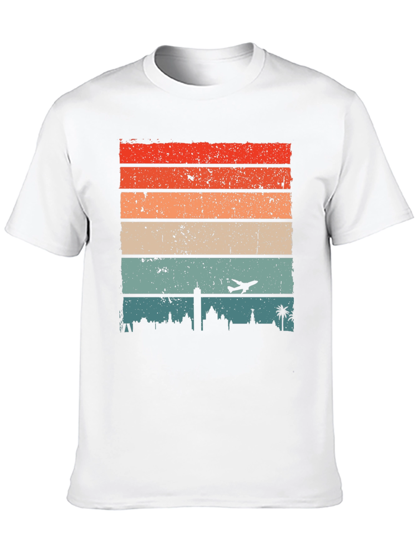 Retro Cityscape Airplane T-Shirt