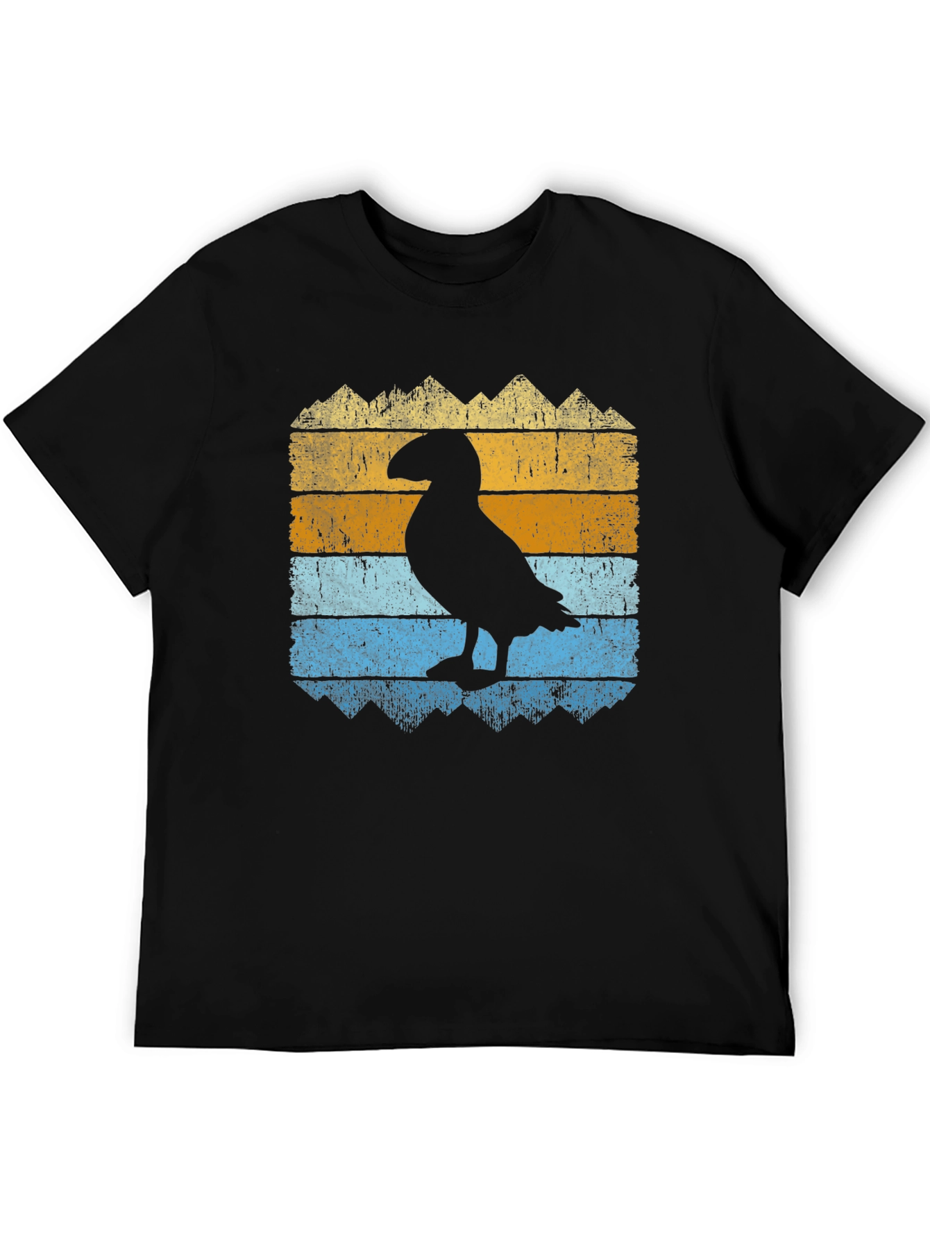 Puffin Silhouette Graphic Tee - Retro Style Bird Shirt