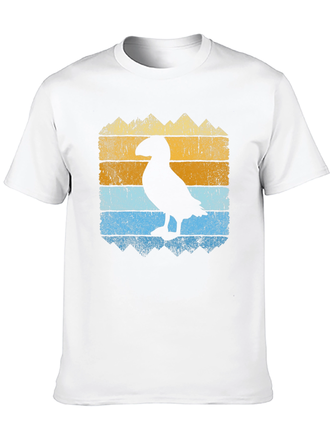 Puffin Silhouette Graphic Tee - Retro Style Bird Shirt