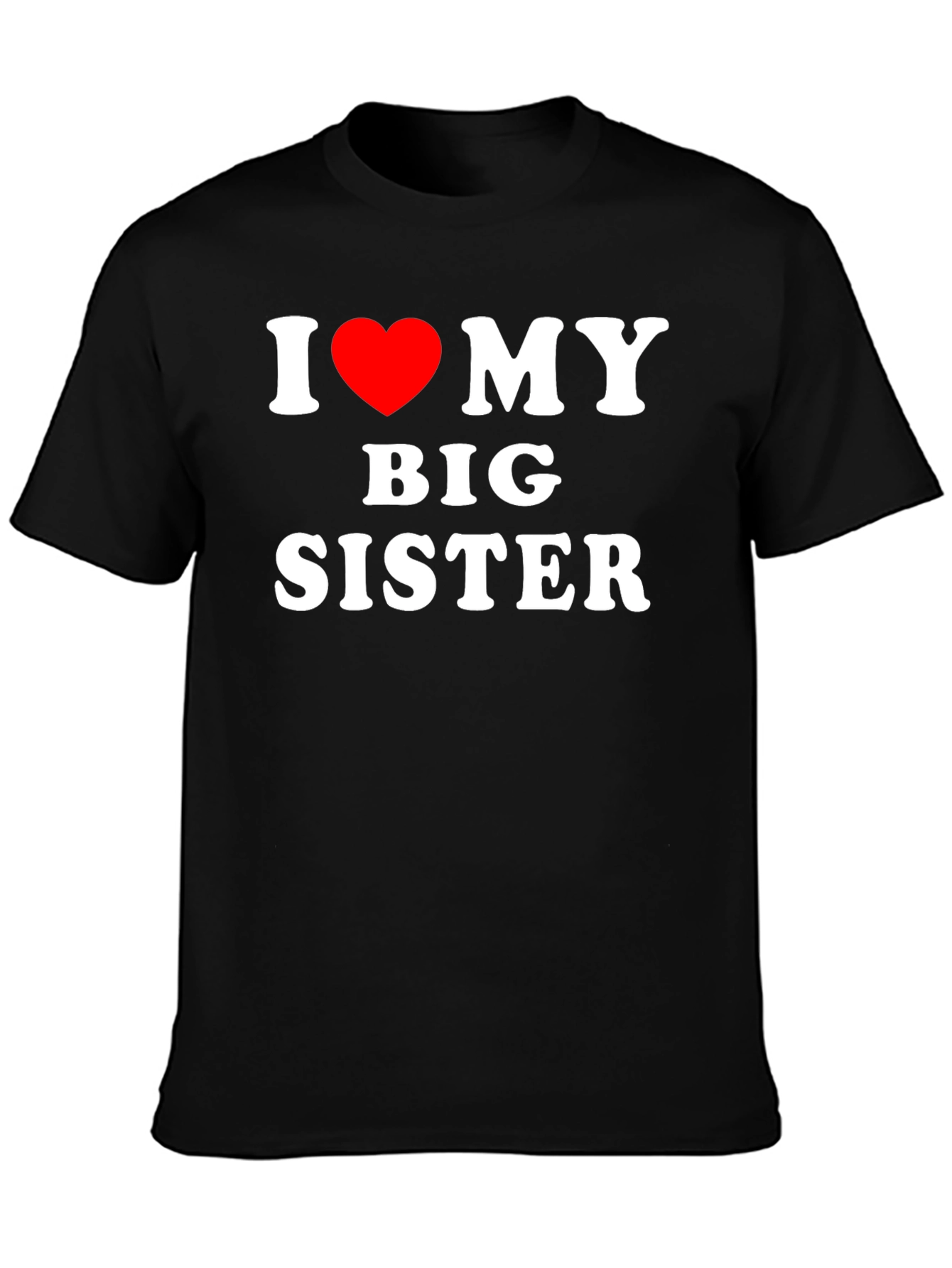 I Heart My Big Sister Black T-Shirt