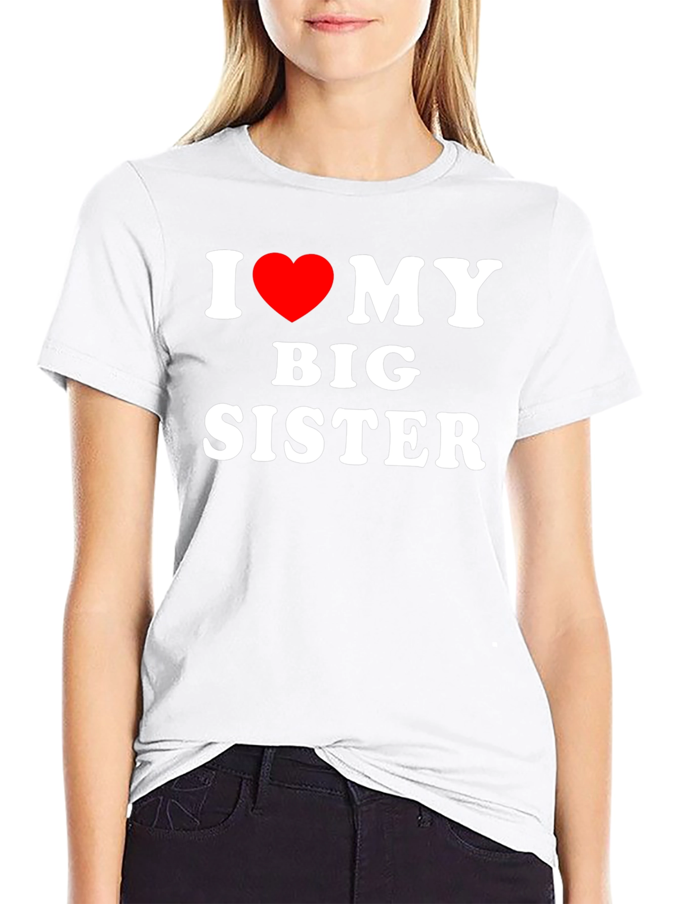 I Heart My Big Sister Black T-Shirt