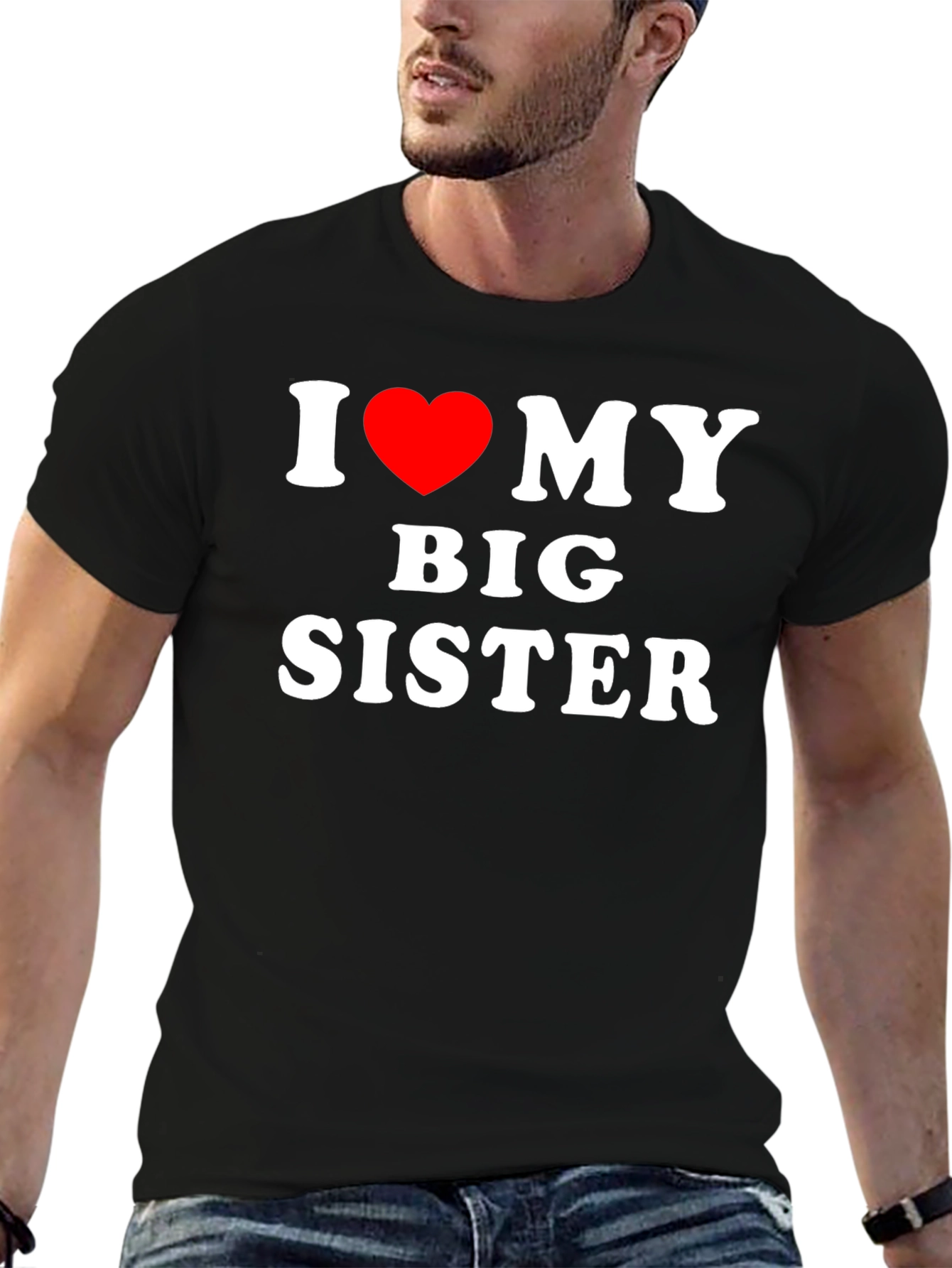 I Heart My Big Sister Black T-Shirt