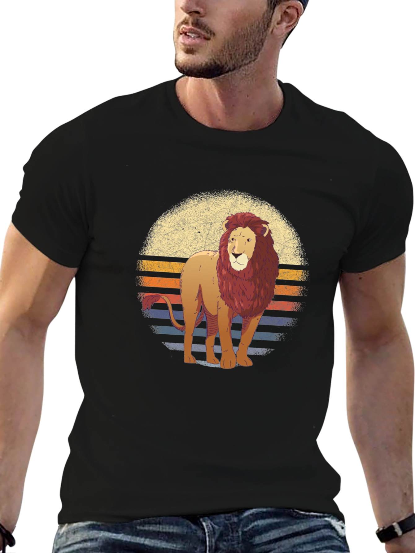Lion Sunset Graphic T-Shirt