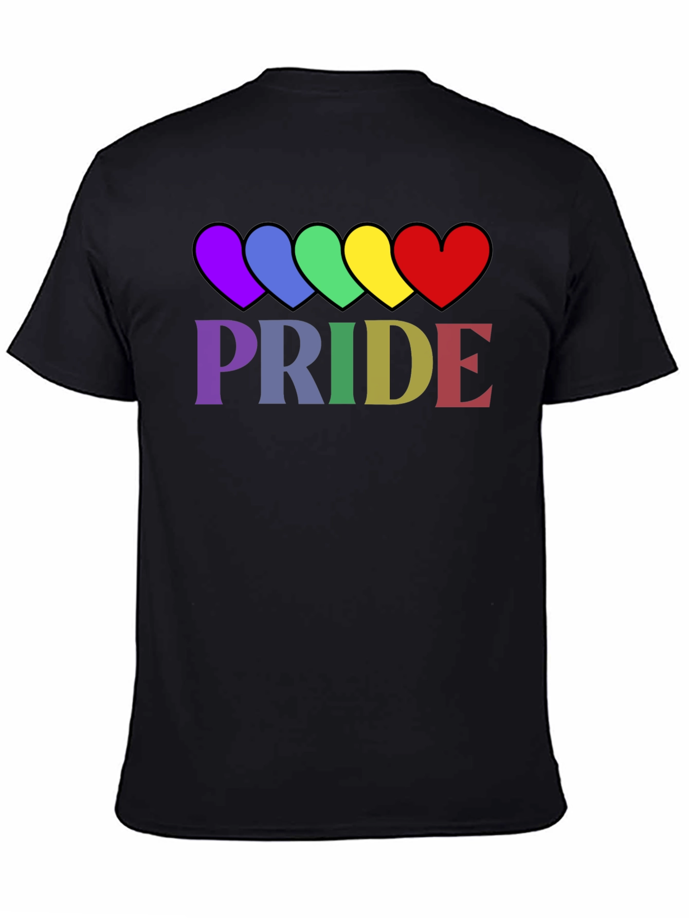 Pride Rainbow Hearts T-Shirt - Black
