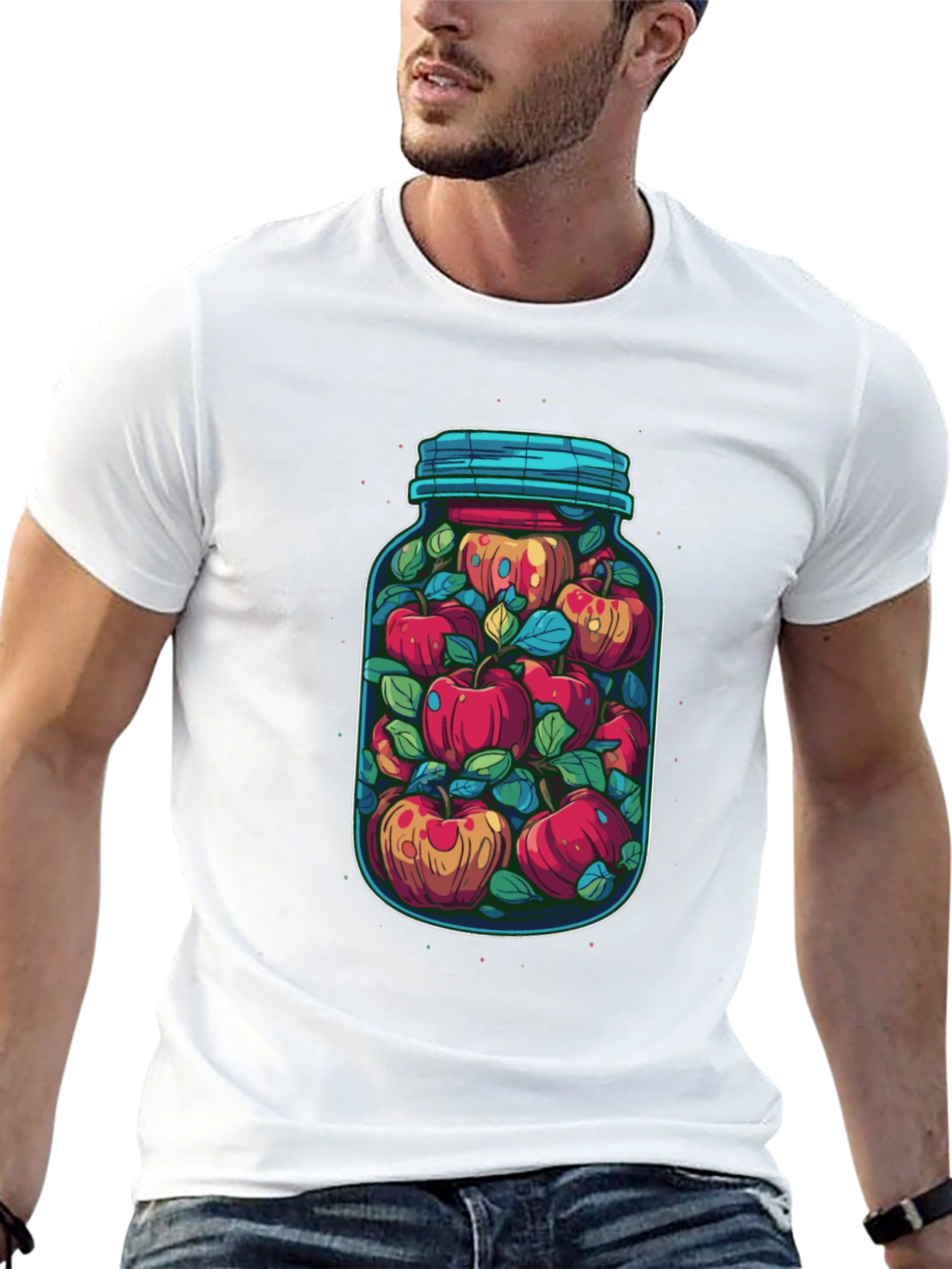 Jar of Apples Graphic Tee - Quirky Fruit Design
