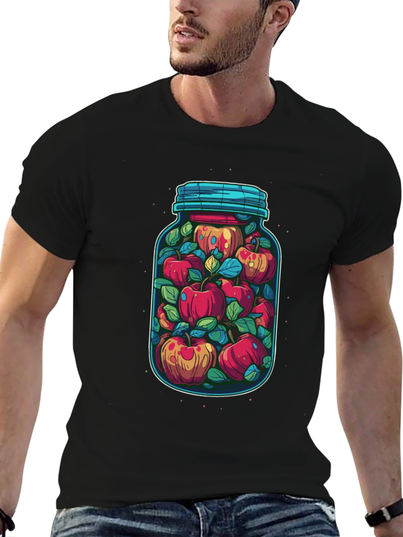 Jar of Apples Graphic Tee - Quirky Fruit Design