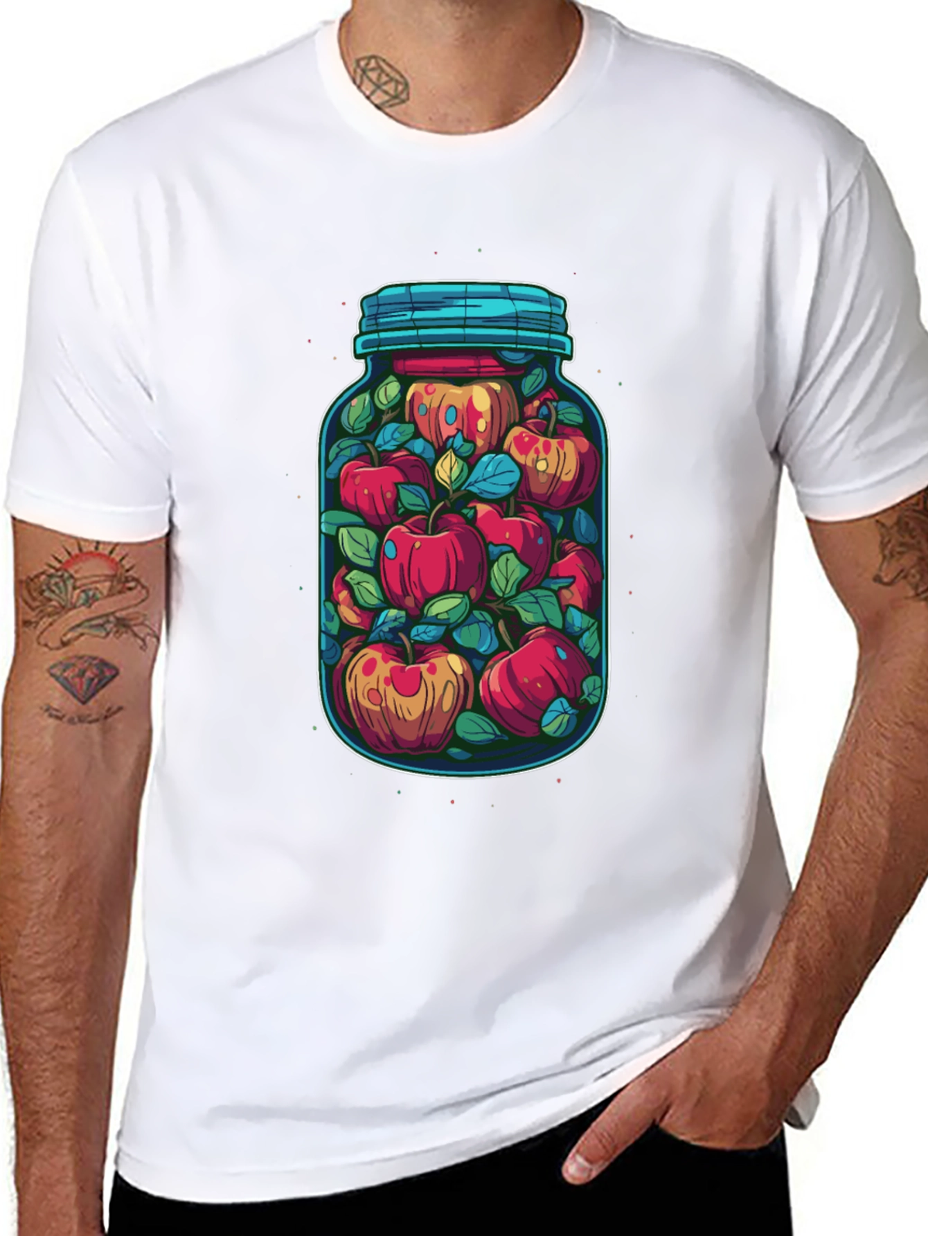 Jar of Apples Graphic Tee - Quirky Fruit Design