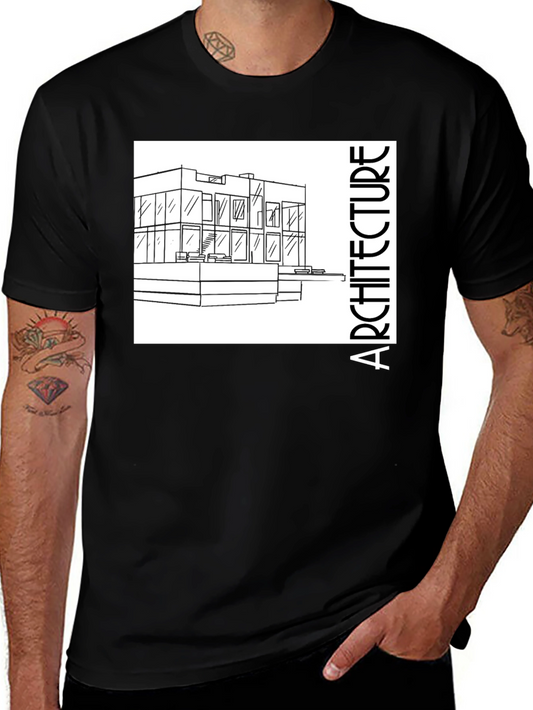 Architecture Tee - Modern Building Sketch Black T-Shirt