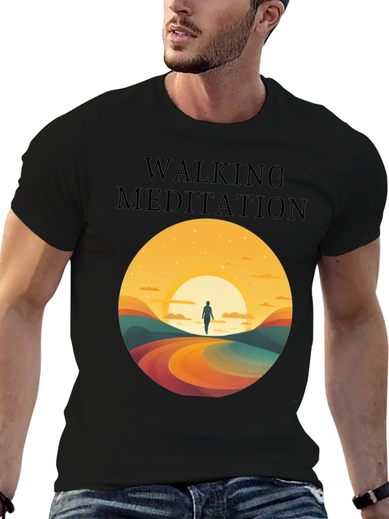 Walking Meditation Graphic Tee - Zen Mindful Shirt