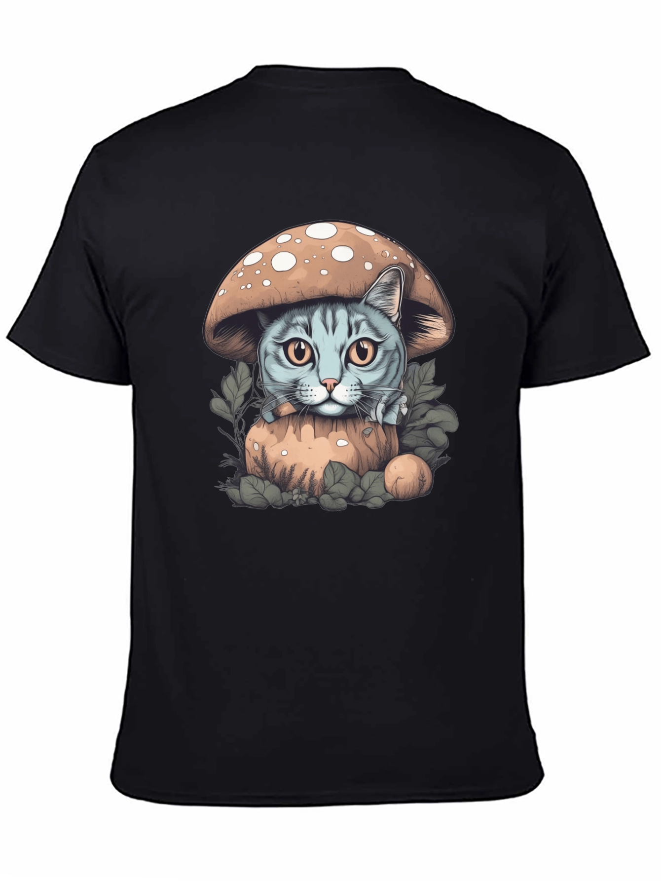 Mushroom Cat Graphic Tee - Novelty Shirt