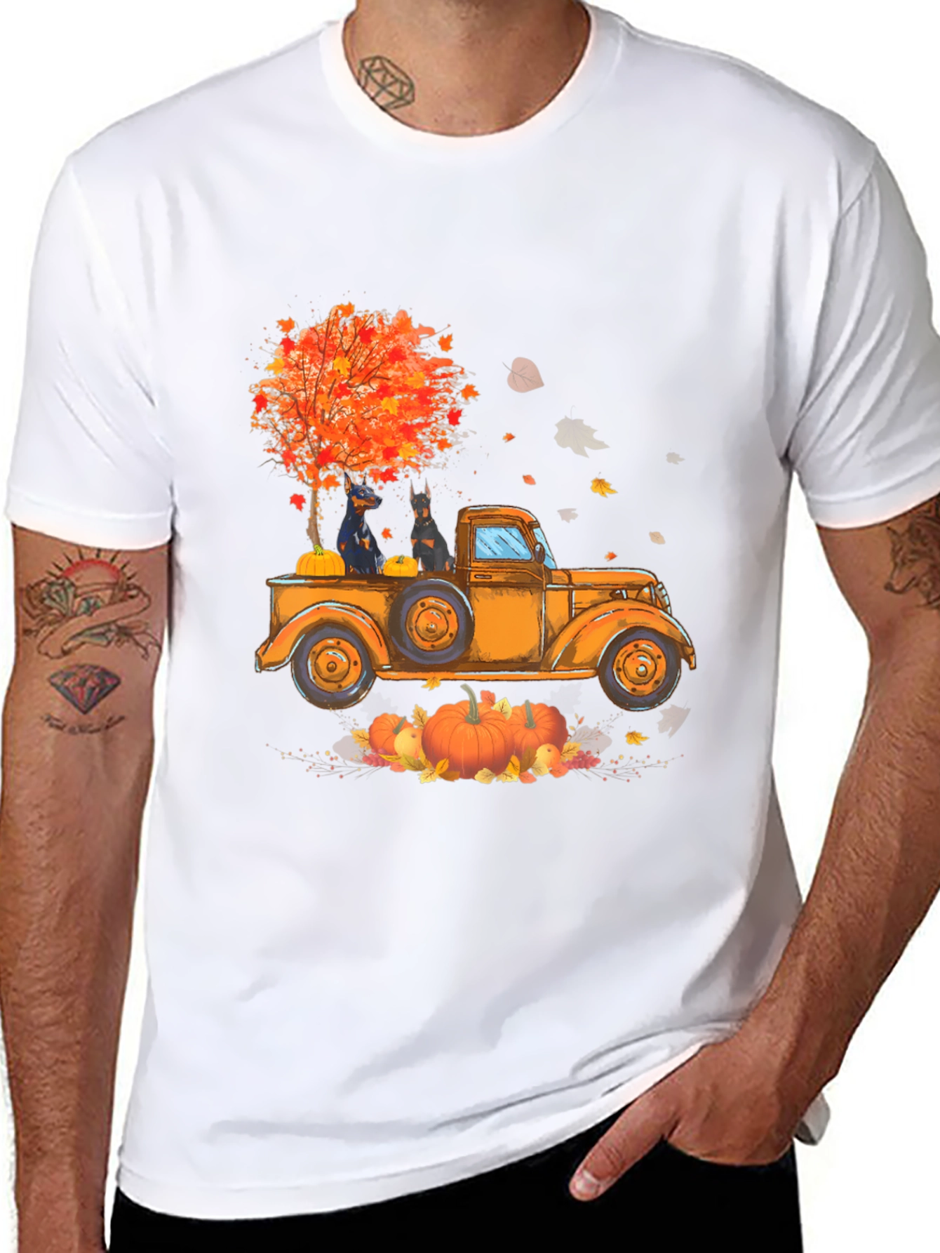 Fall Truck Dobermans Graphic Tee