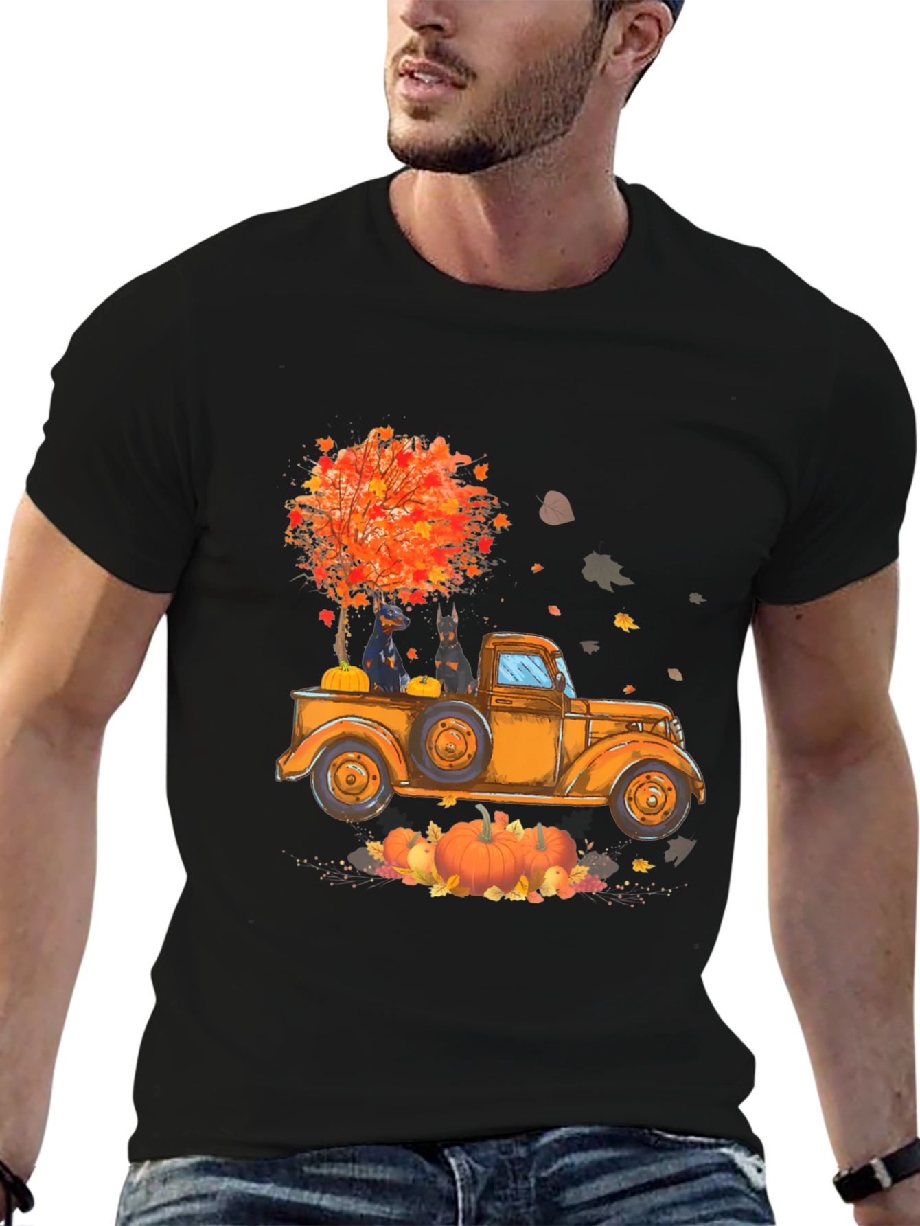 Fall Truck Dobermans Graphic Tee