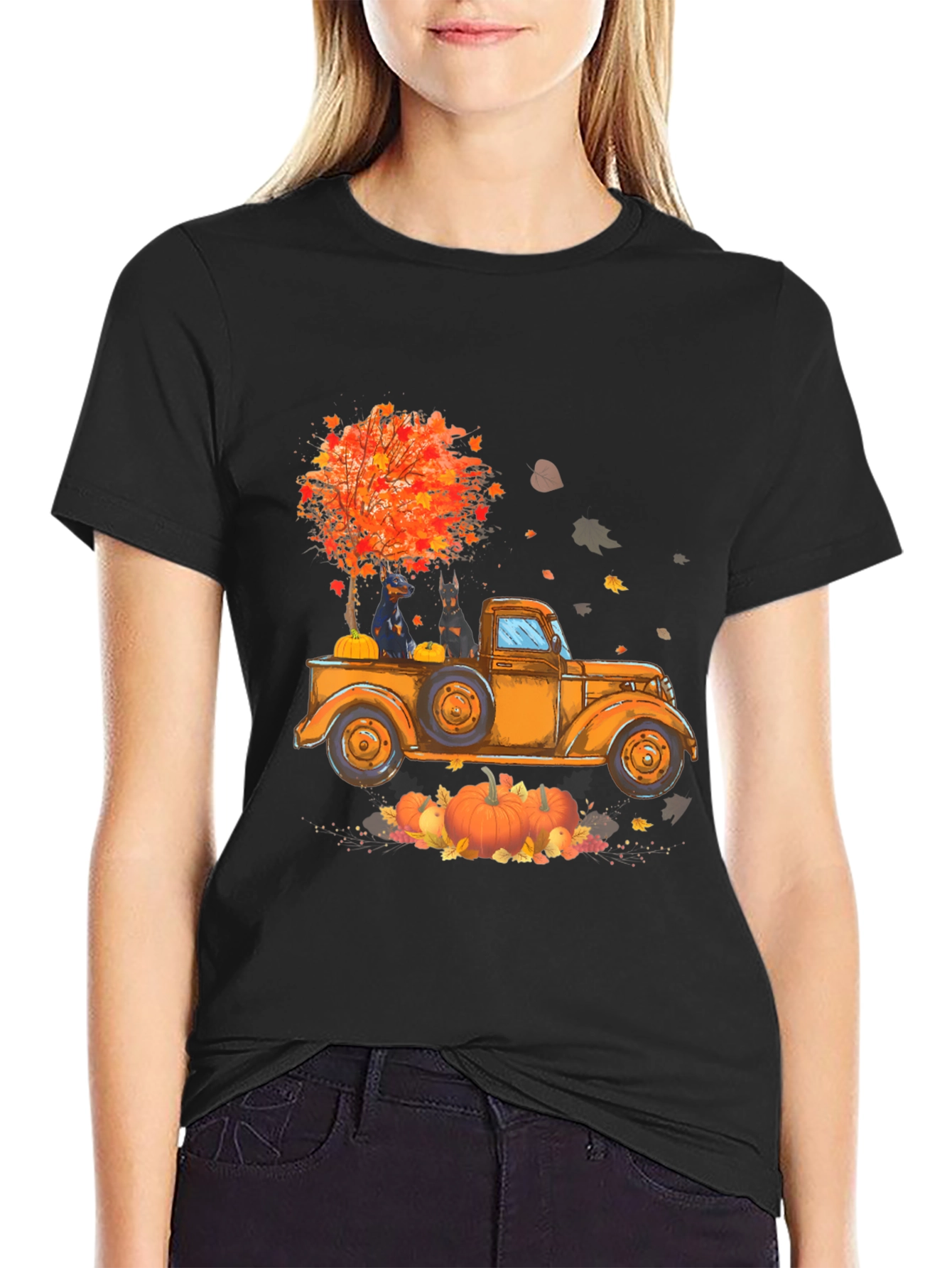 Fall Truck Dobermans Graphic Tee