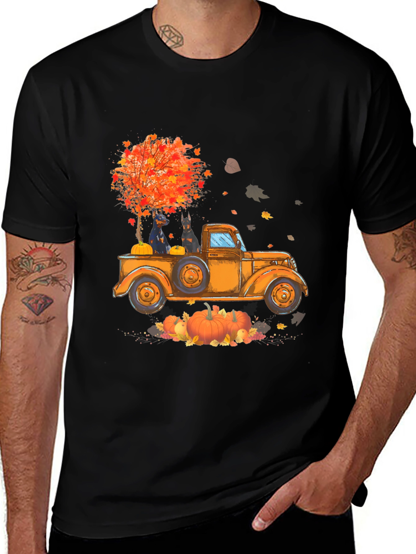 Fall Truck Dobermans Graphic Tee