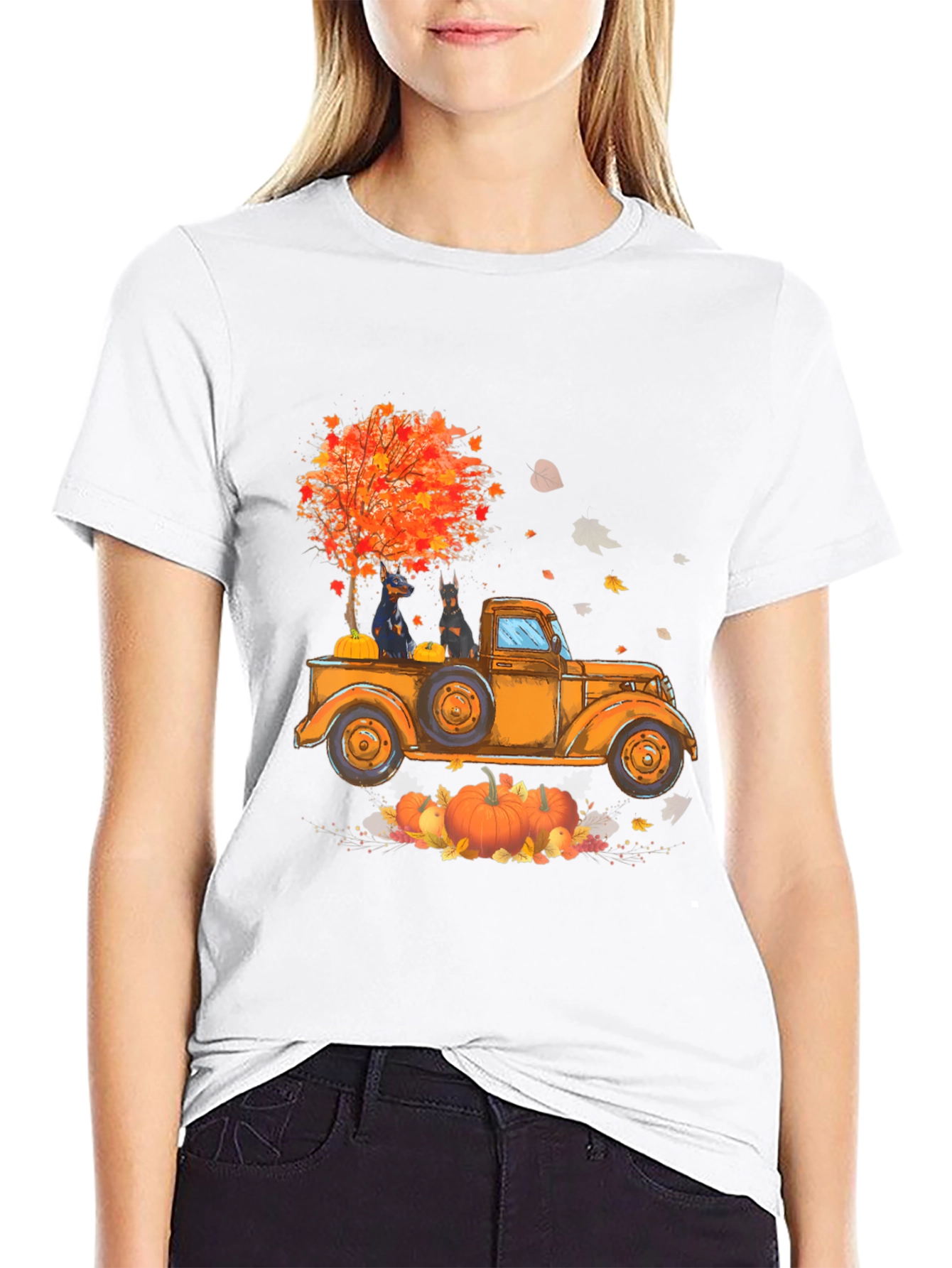Fall Truck Dobermans Graphic Tee