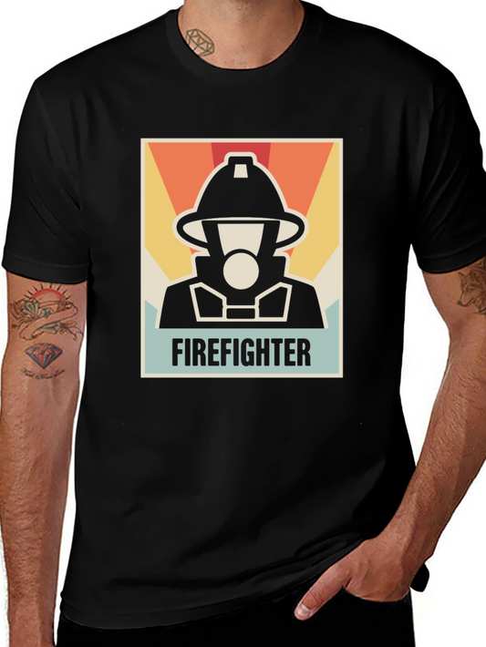 Firefighter Graphic Tee - Black Cotton T-Shirt