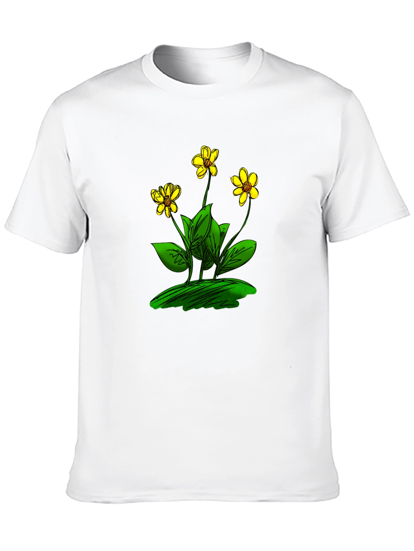 Black T-Shirt with Floral Design