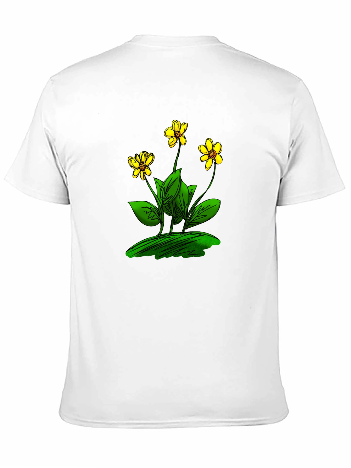 Black T-Shirt with Floral Design