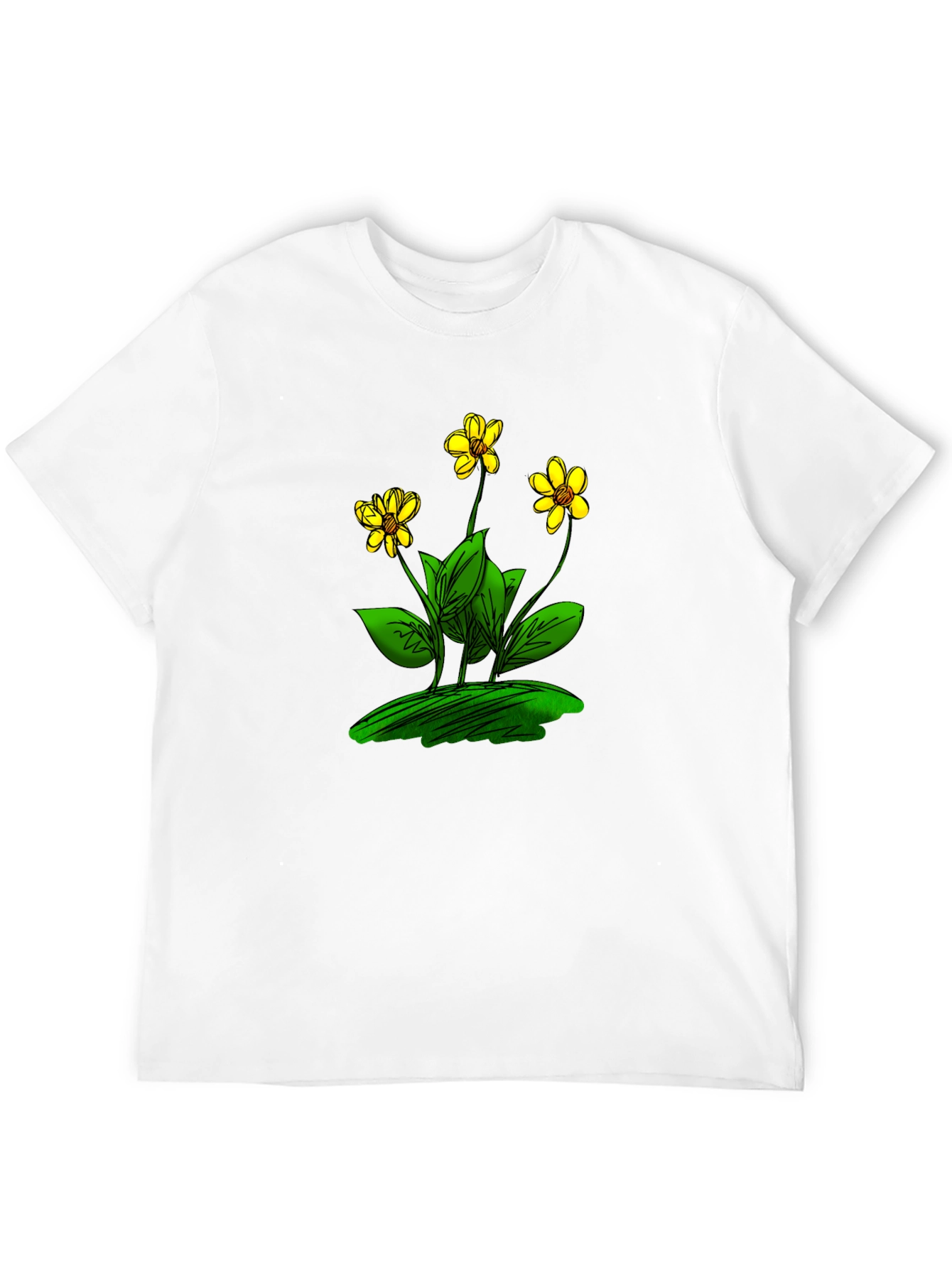 Black T-Shirt with Floral Design