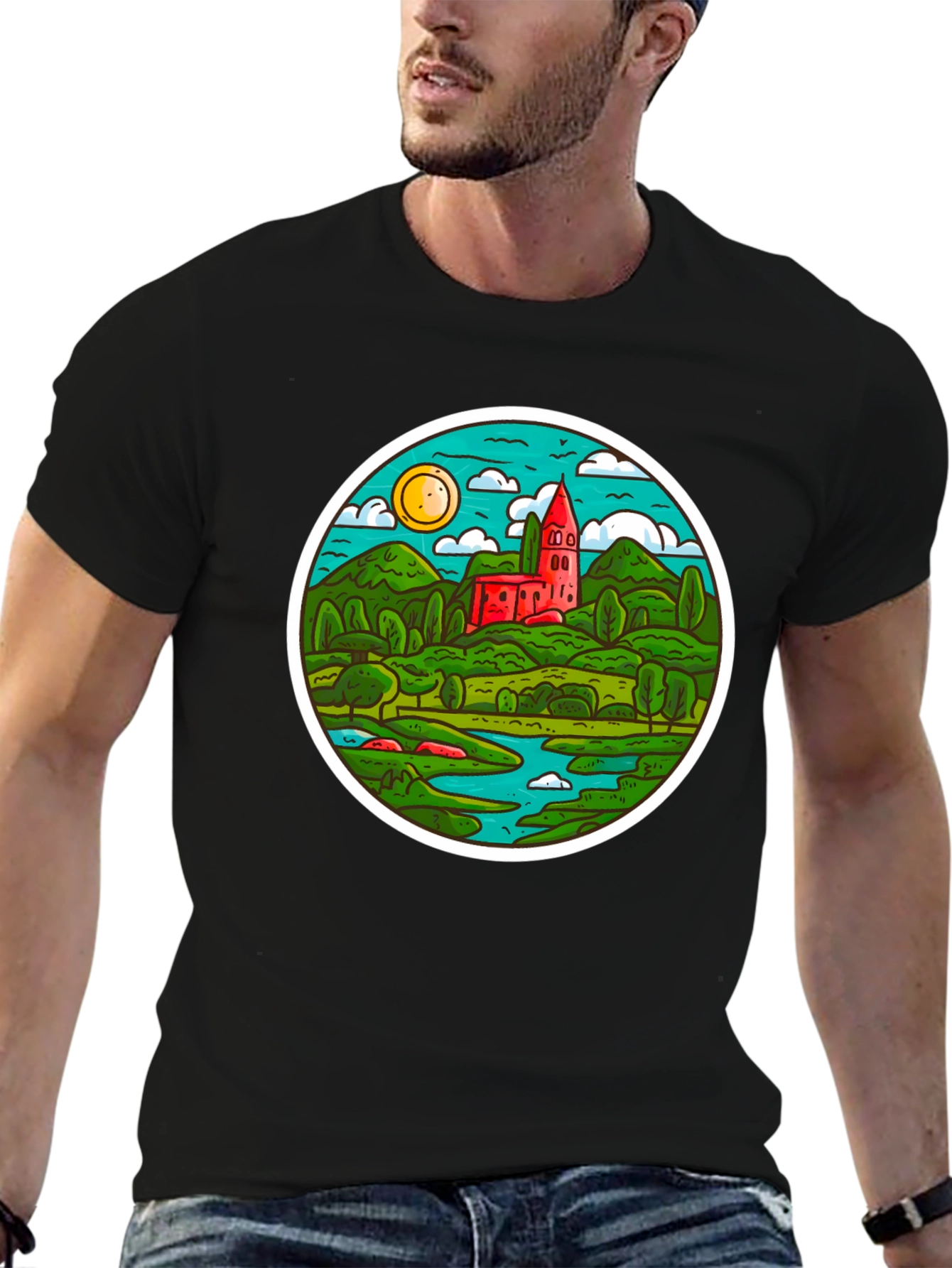 Scenic Landscape T-Shirt - Round Design