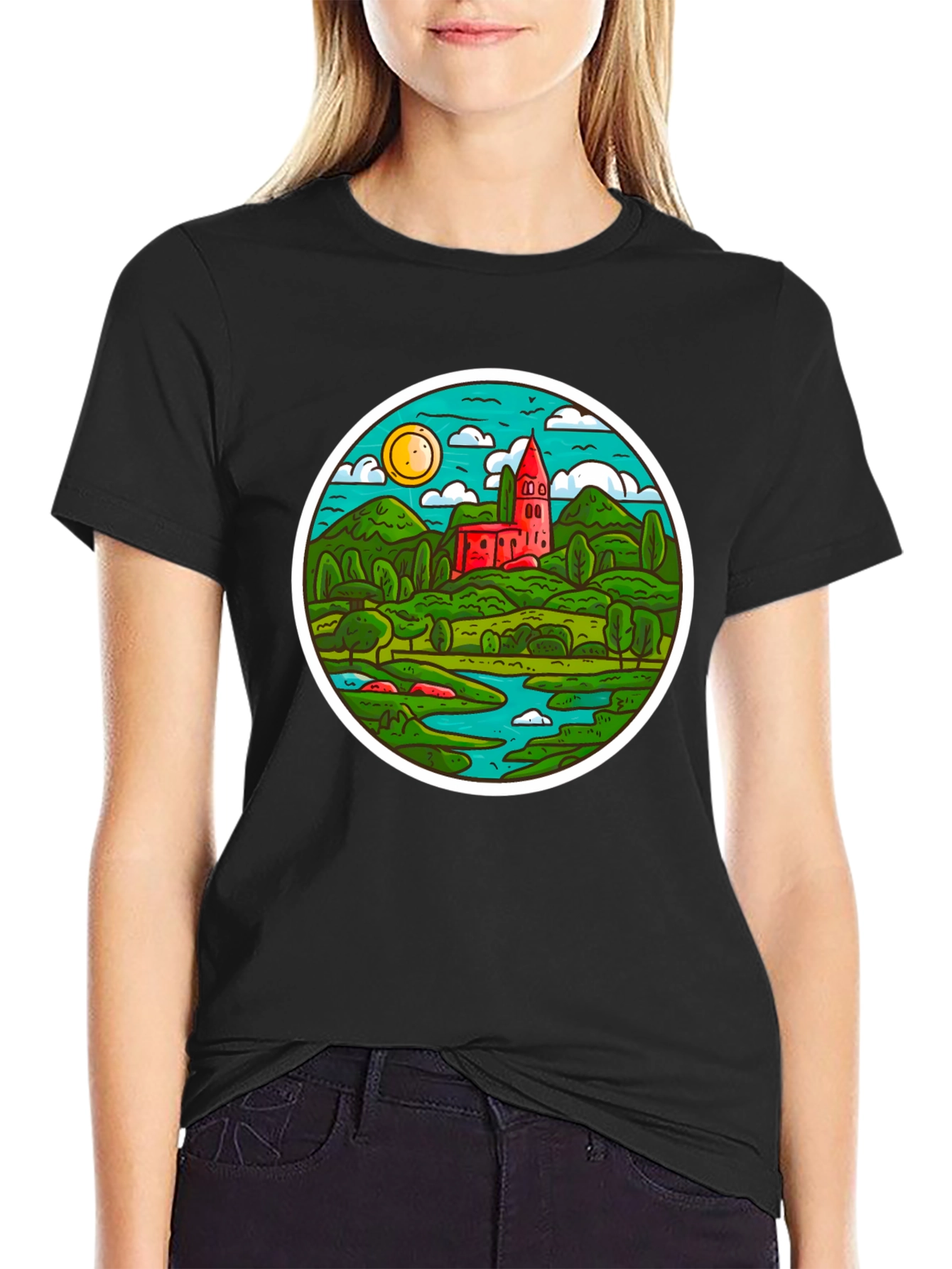 Scenic Landscape T-Shirt - Round Design