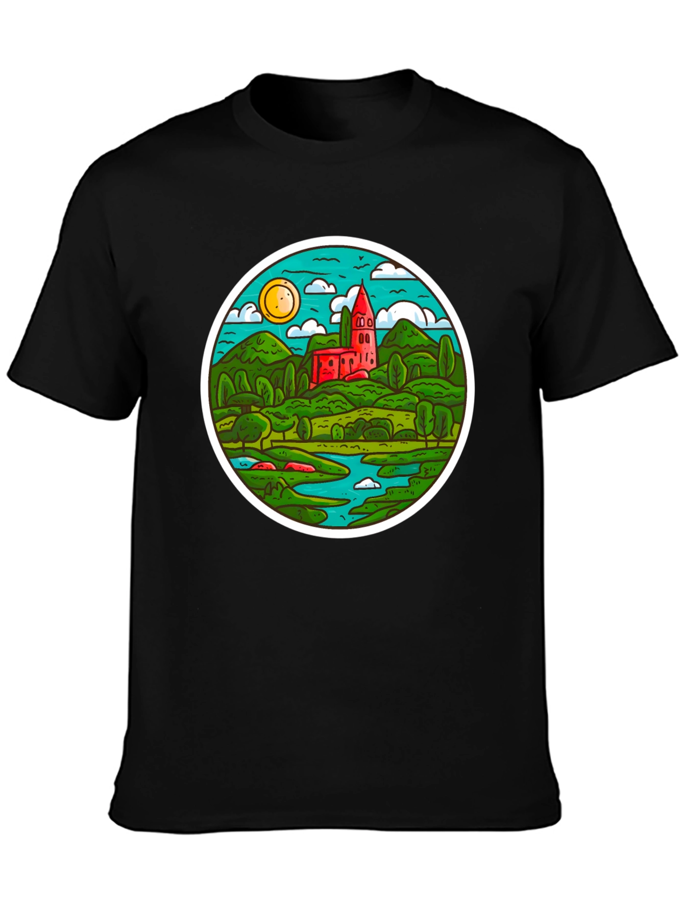 Scenic Landscape T-Shirt - Round Design