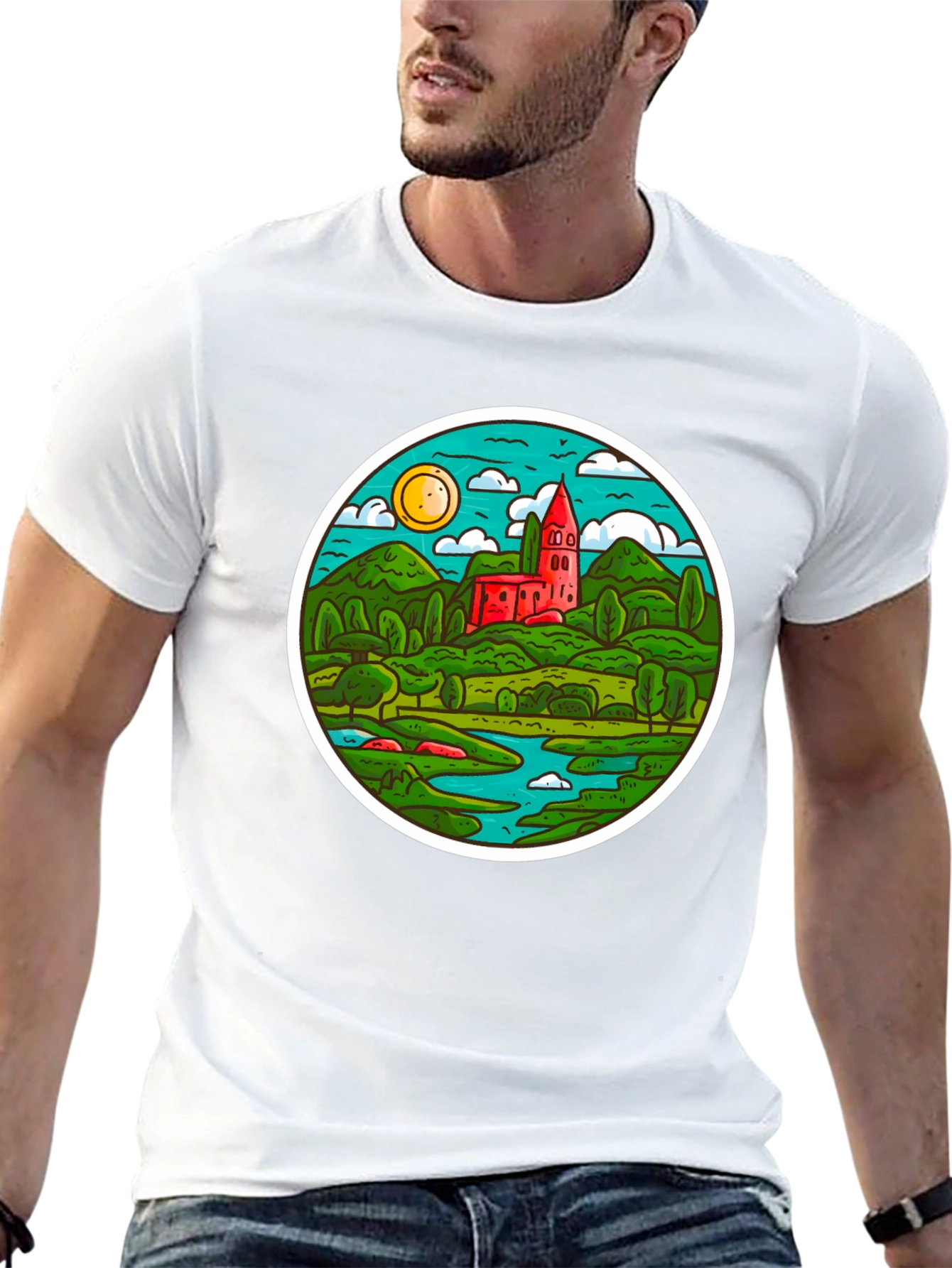 Scenic Landscape T-Shirt - Round Design