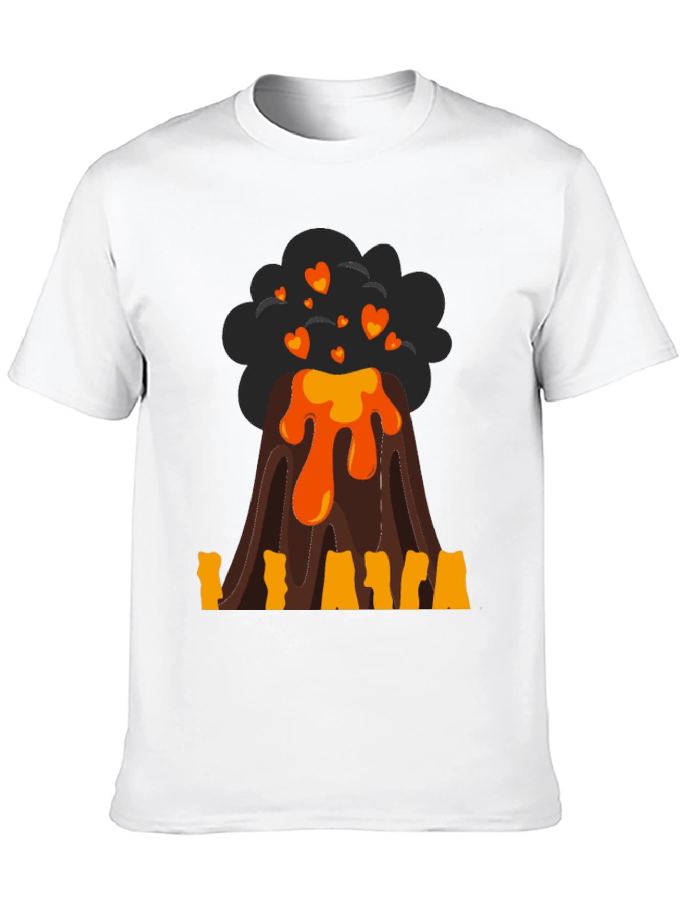 Volcano Heart Lava Mens Black T-Shirt